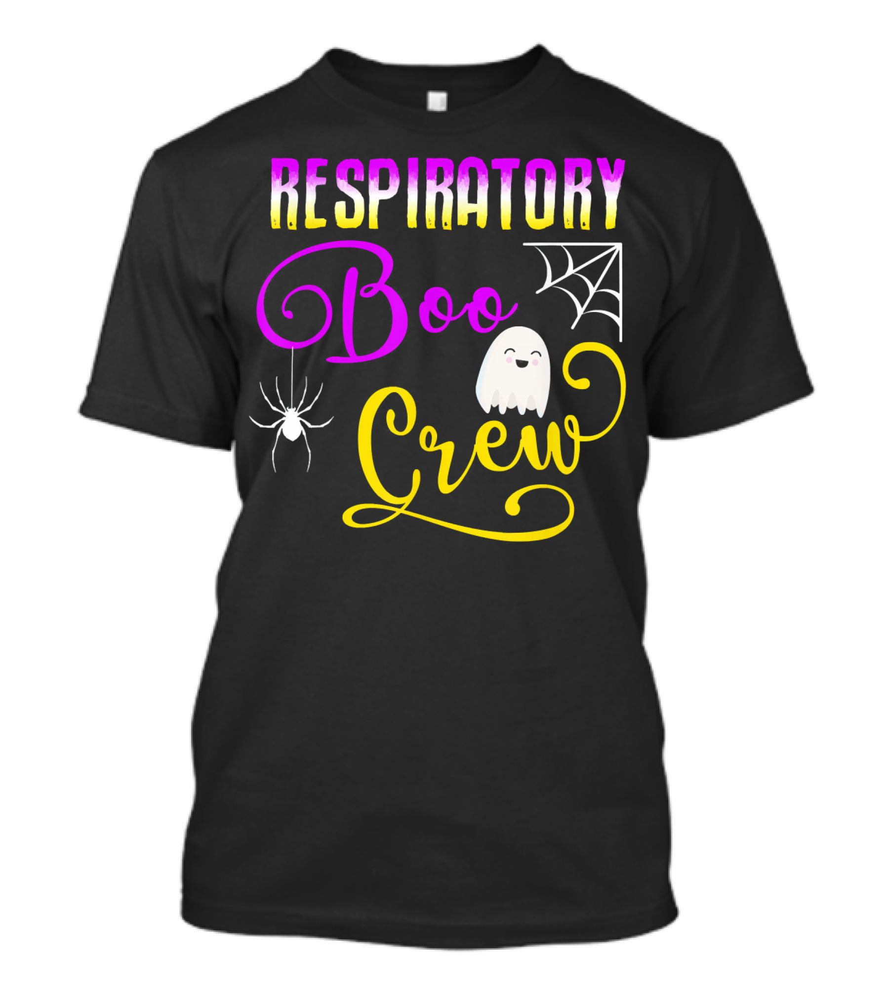 Respiratory Boo Crew Ghost And Spider Web T-Shirt