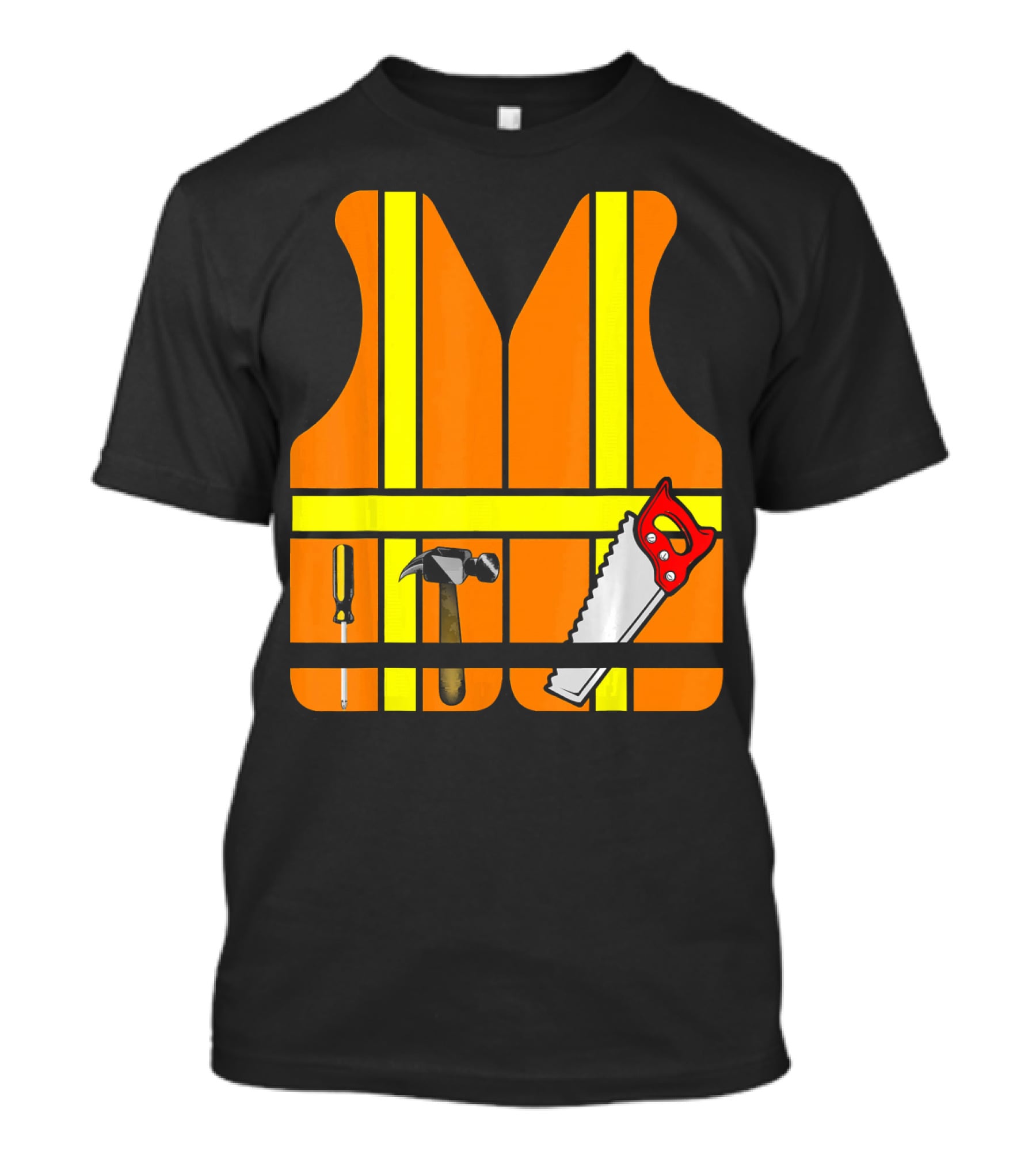 Orange Safety Vest With Tools - Construction Worker Role Play T-Shirt