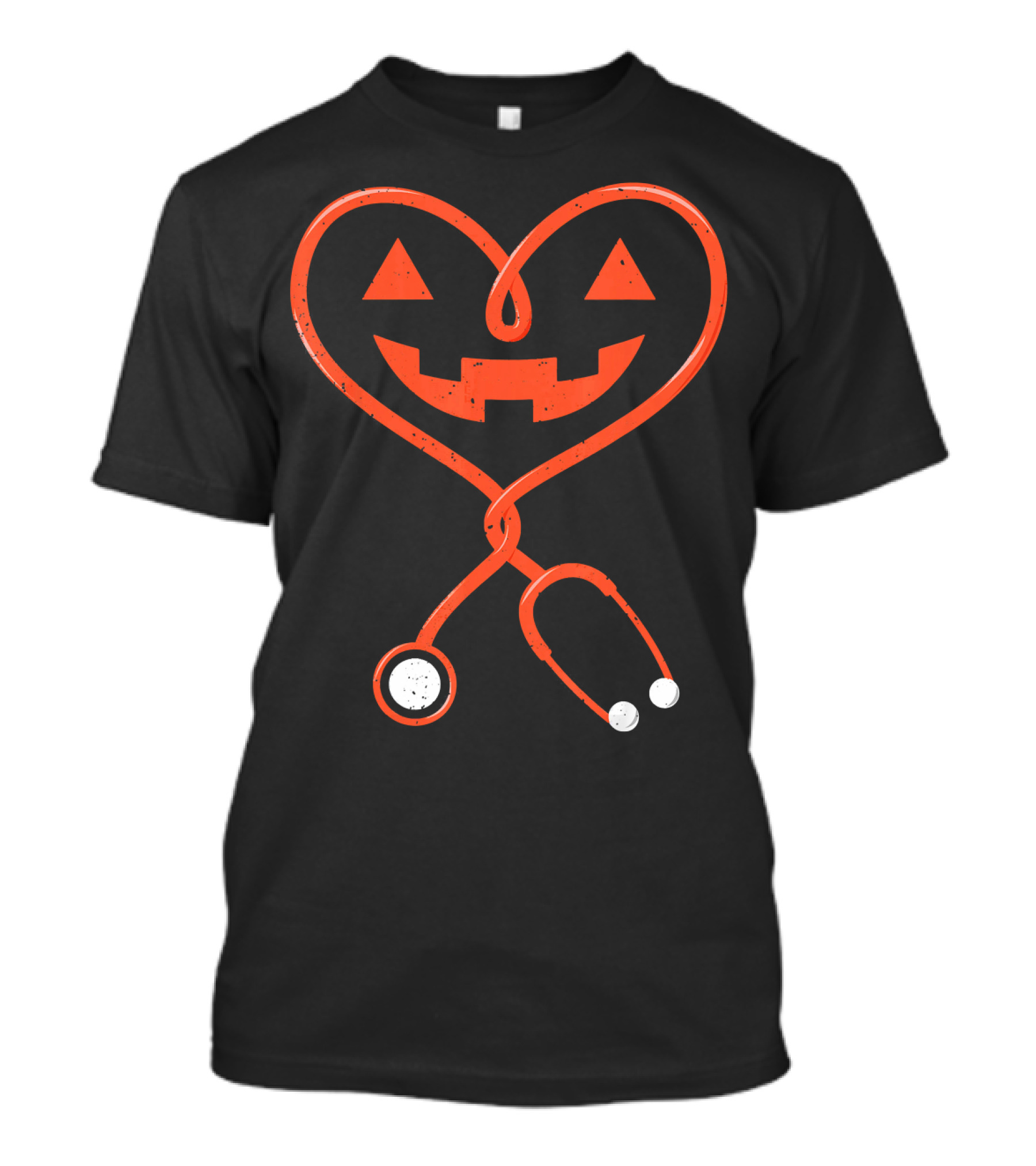 Nurse Halloween Stethoscope Heart Pumpkin Face T-Shirt