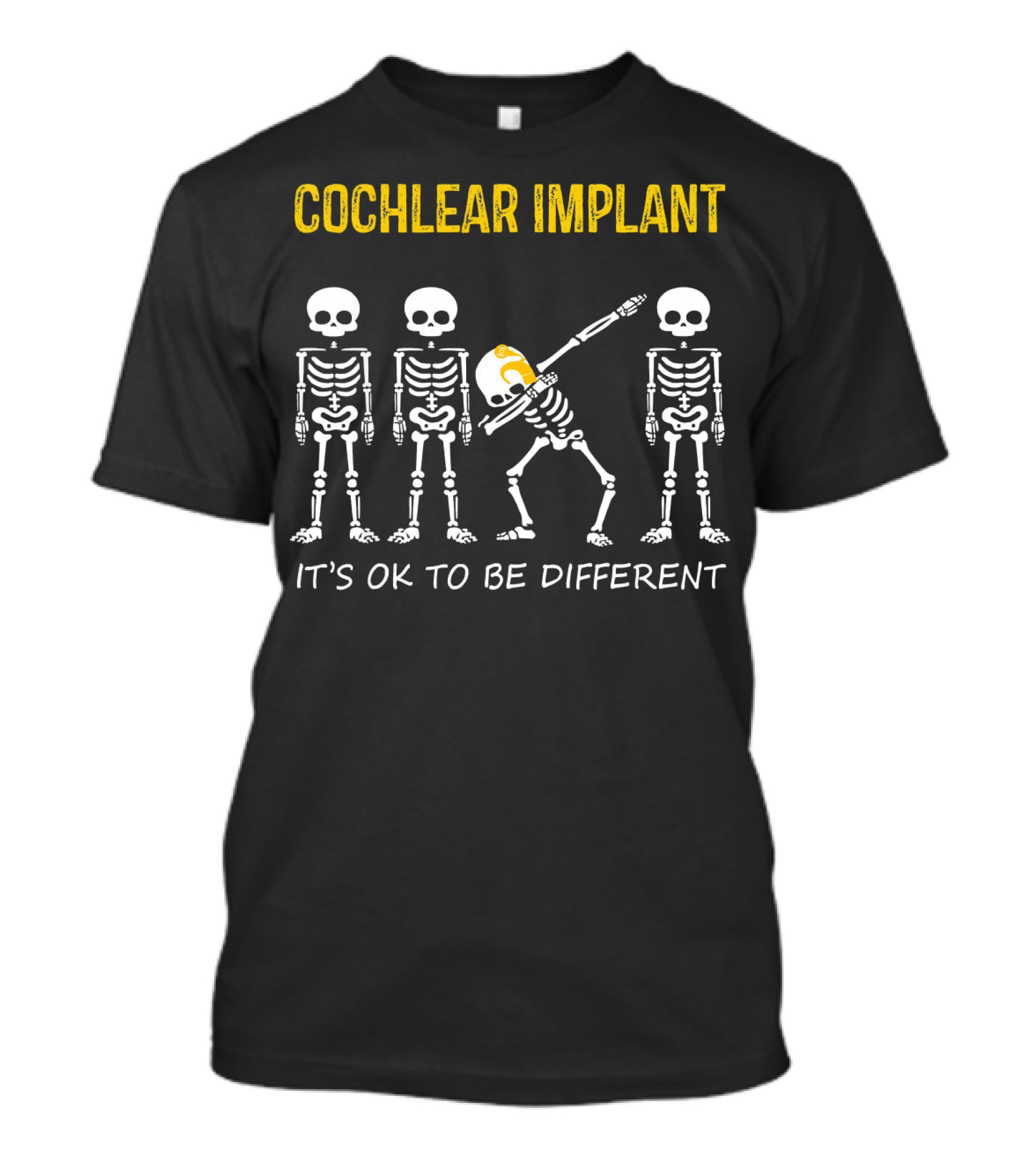 Cochlear Implant Dabbing Skeleton It's OK To Be Different T-Shirt