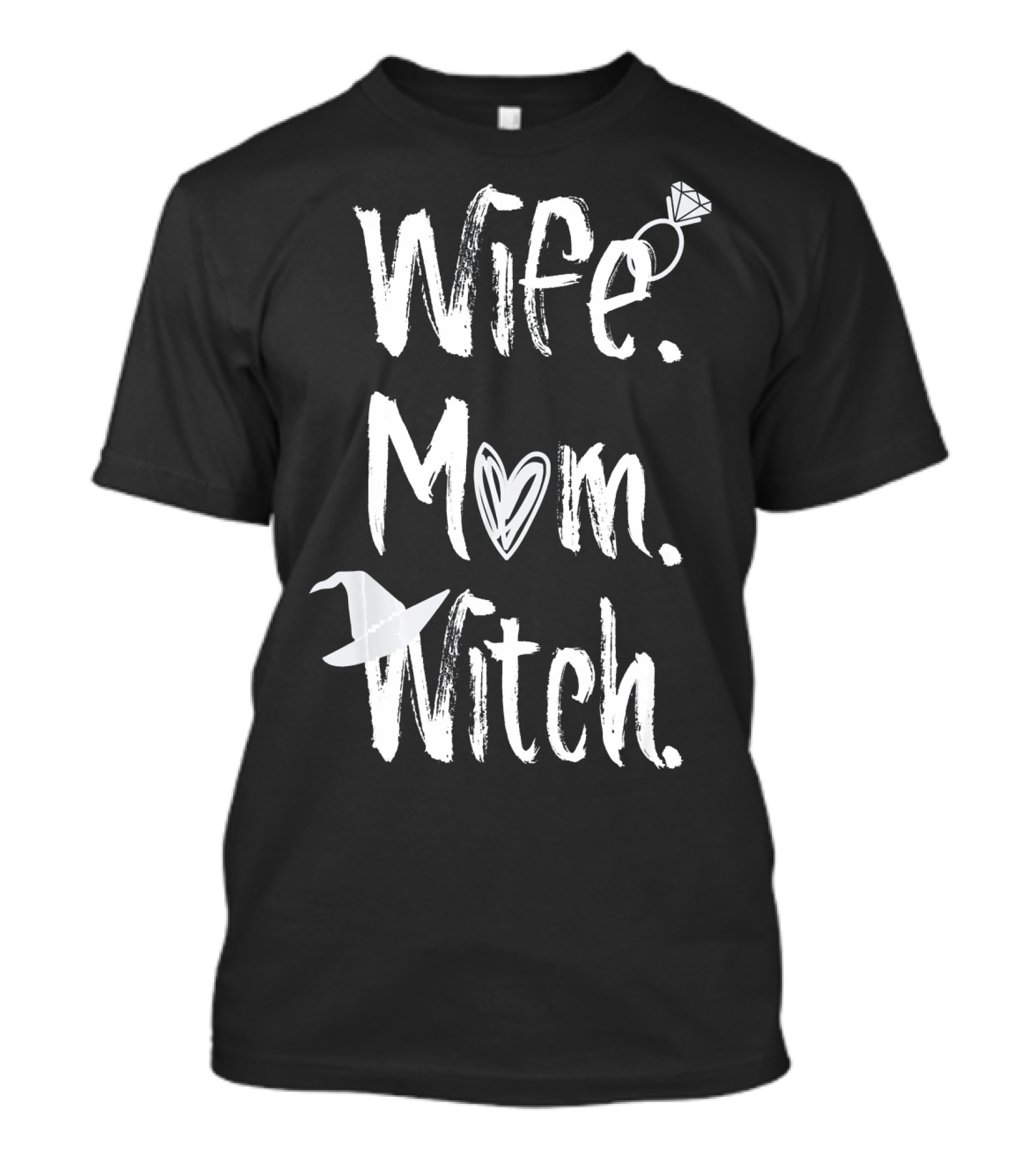 Wife Mom Witch Halloween Ring And Hat T-Shirt