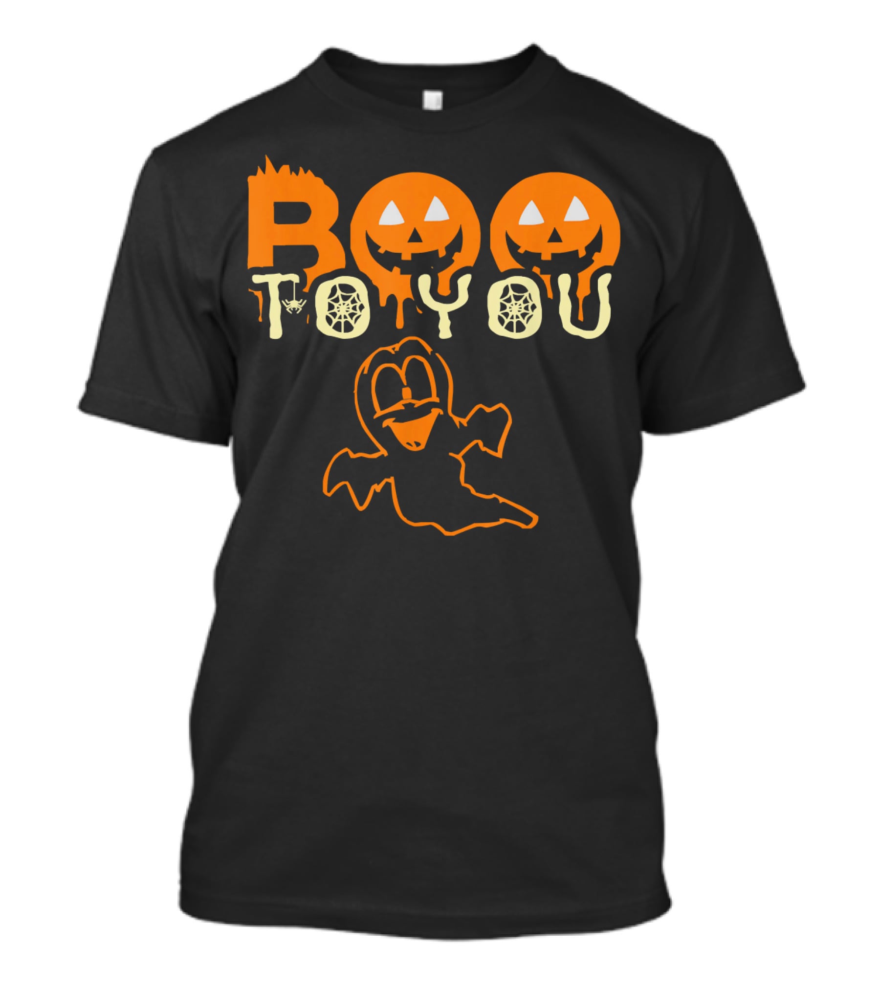Boo To You Funny Scary Pumpkin Ghost With Spider And Webs T-Shirt