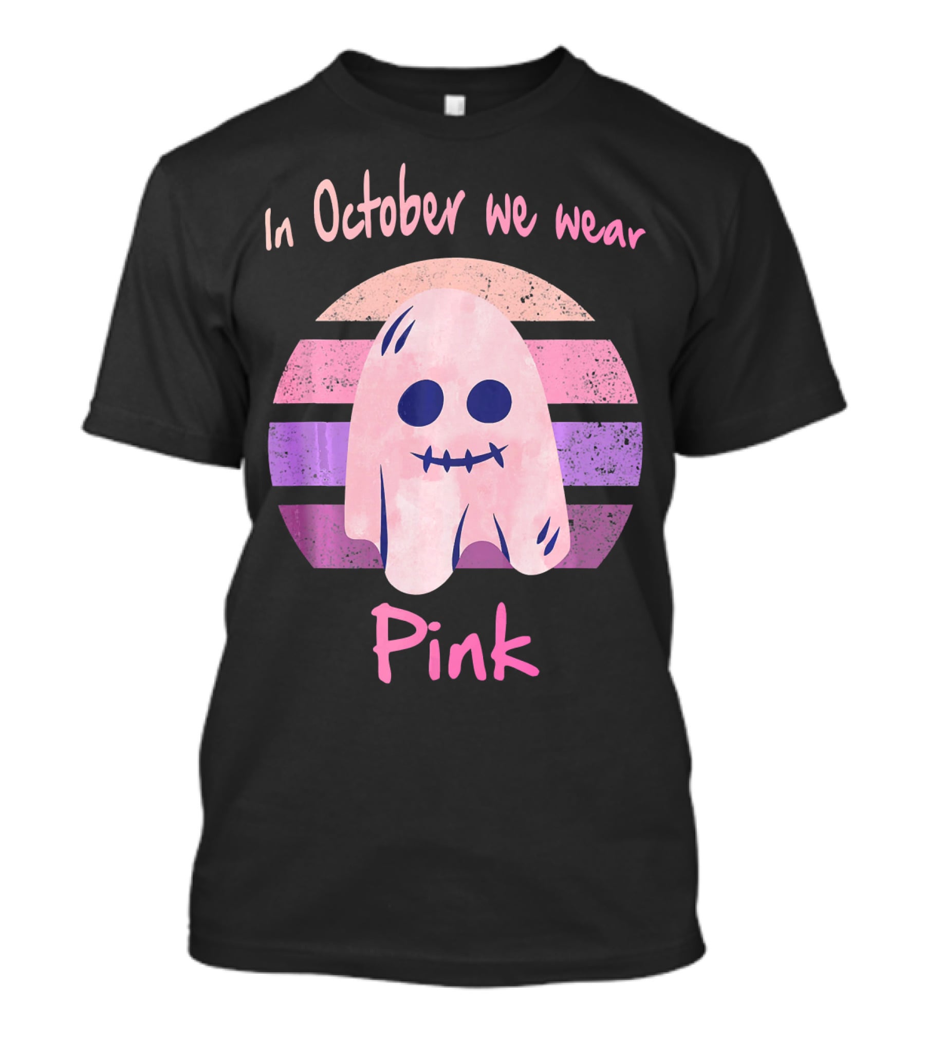 In October We Wear Pink Ghost Boo Breast Cancer Awareness T-Shirt