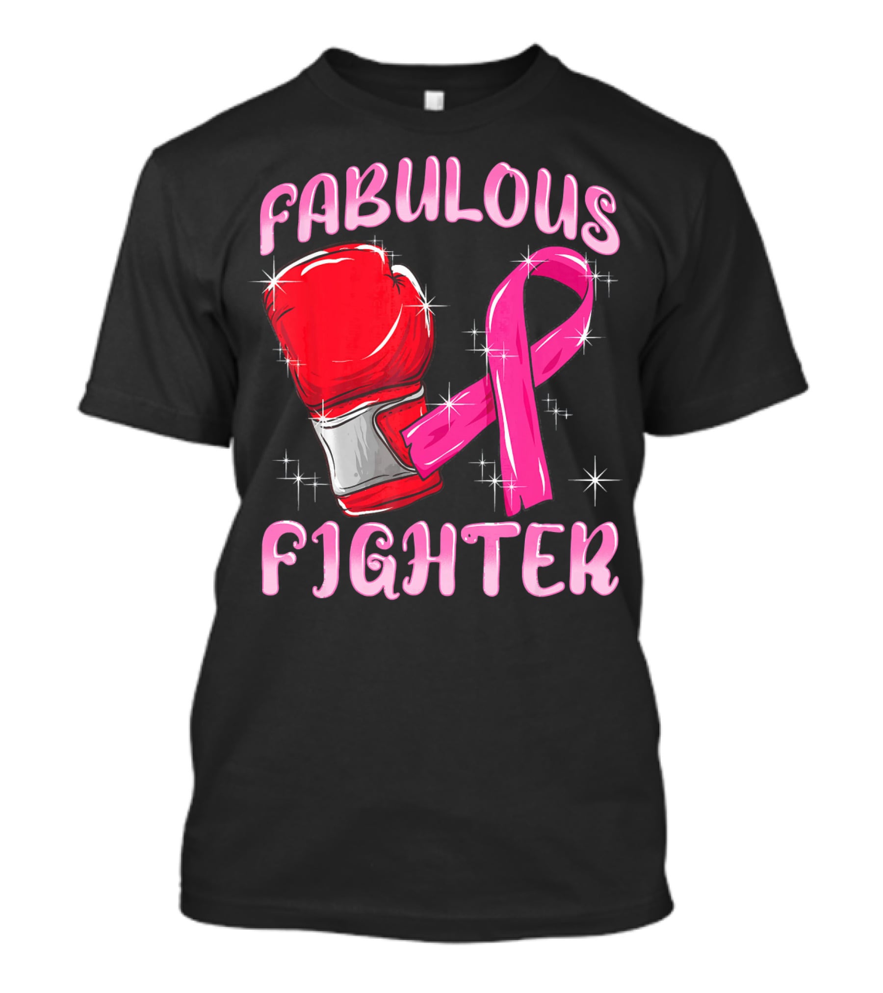 Fabulous Fighter Red Boxing Glove Pink Ribbon Breast Cancer Awareness T-Shirt