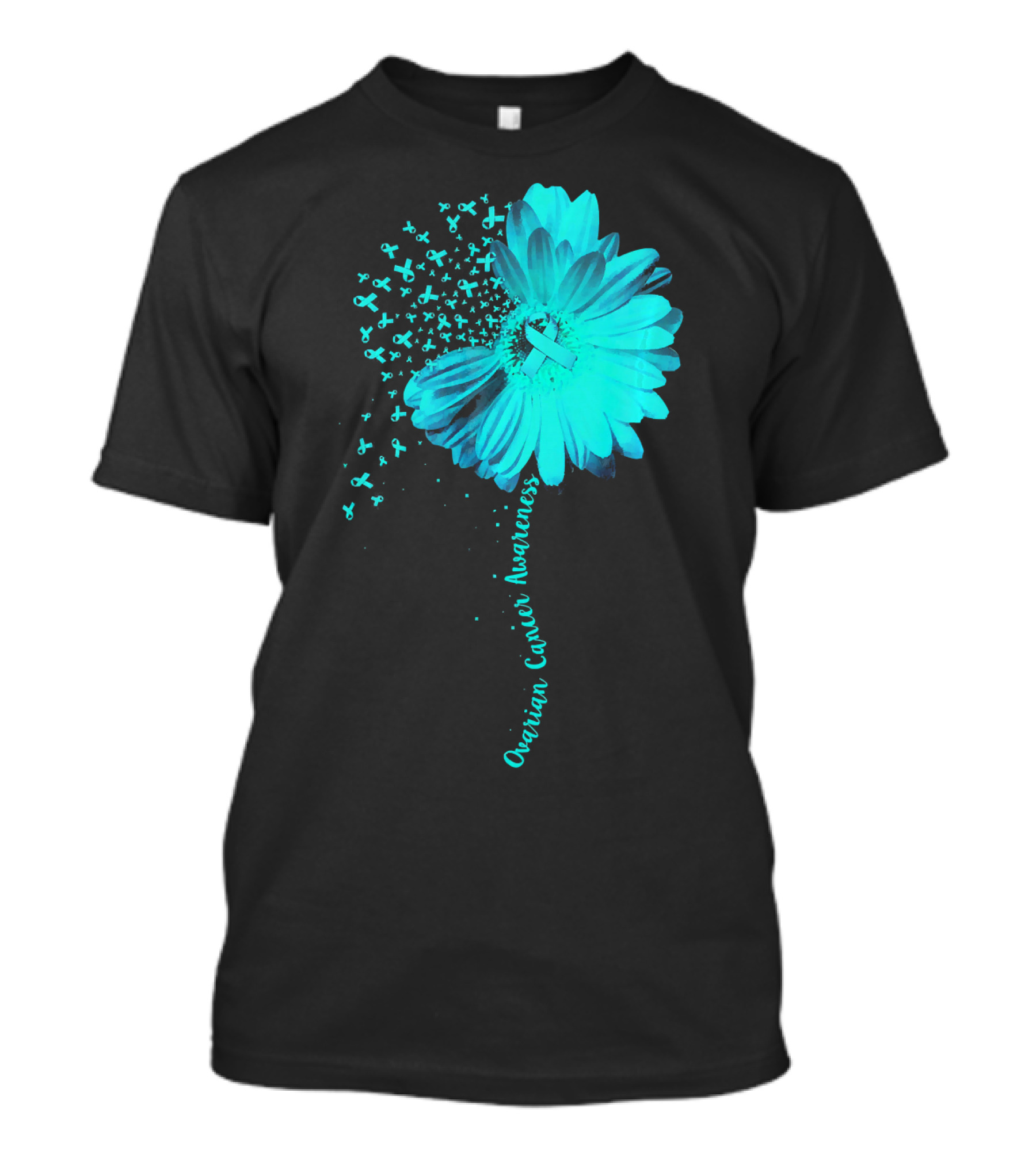 Ovarian Cancer Awareness Sunflower Ribbon Blossoms T-Shirt