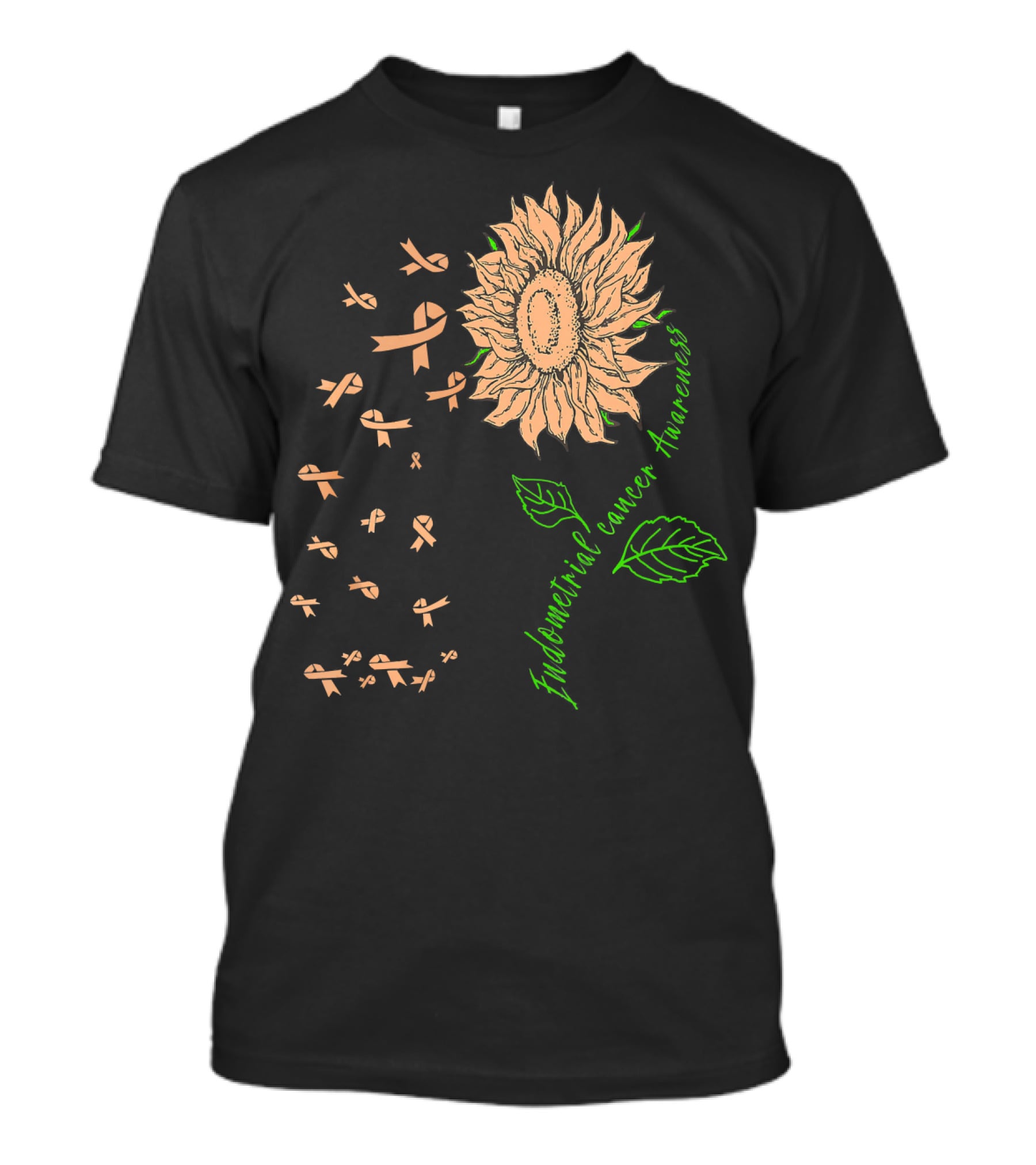 Sunflower Endometrial Cancer Awareness Ribbon Blossoms T-Shirt