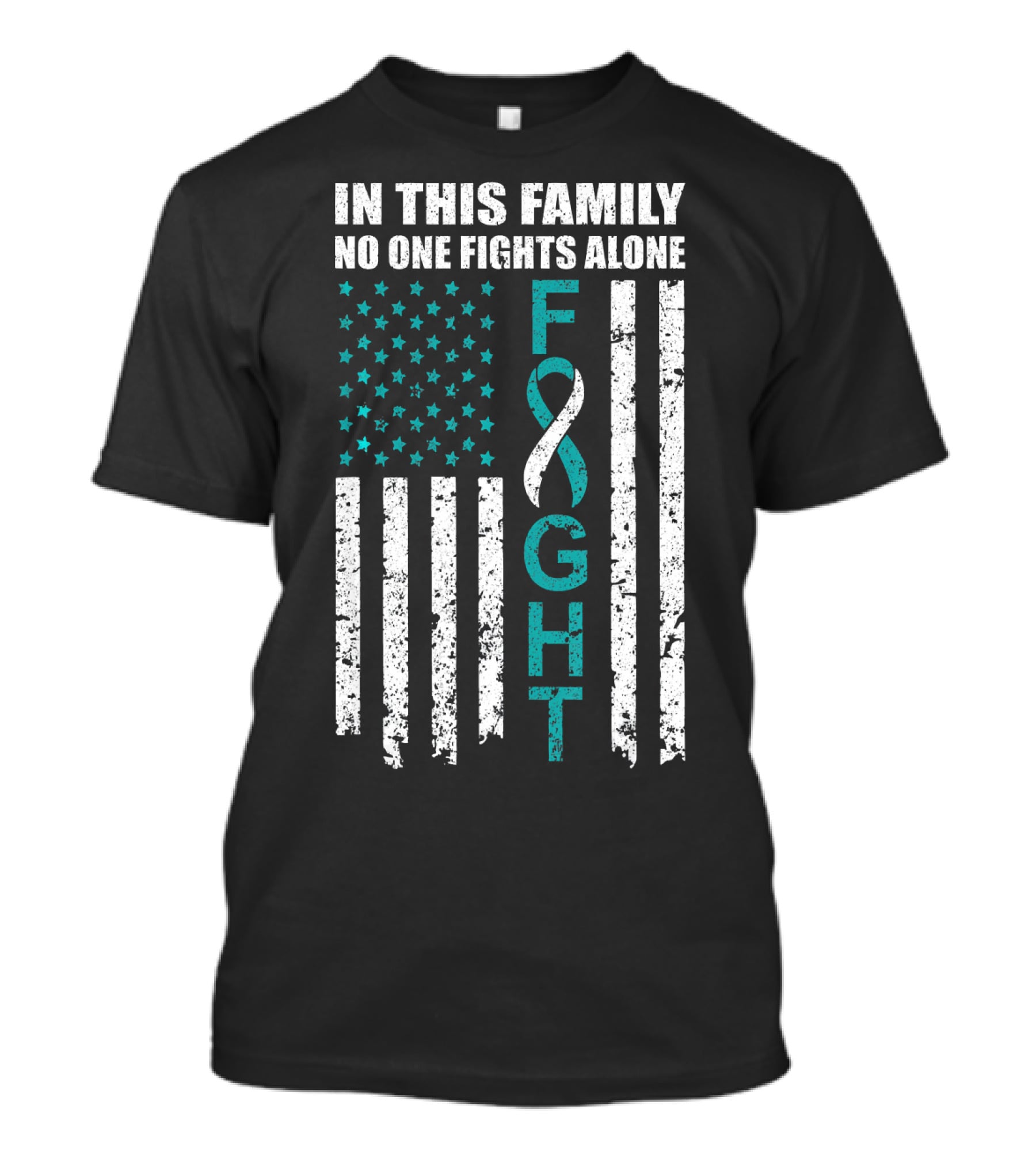 In This Family No One Fights Alone Cervical Cancer Awareness Fight Ribbon T-Shirt