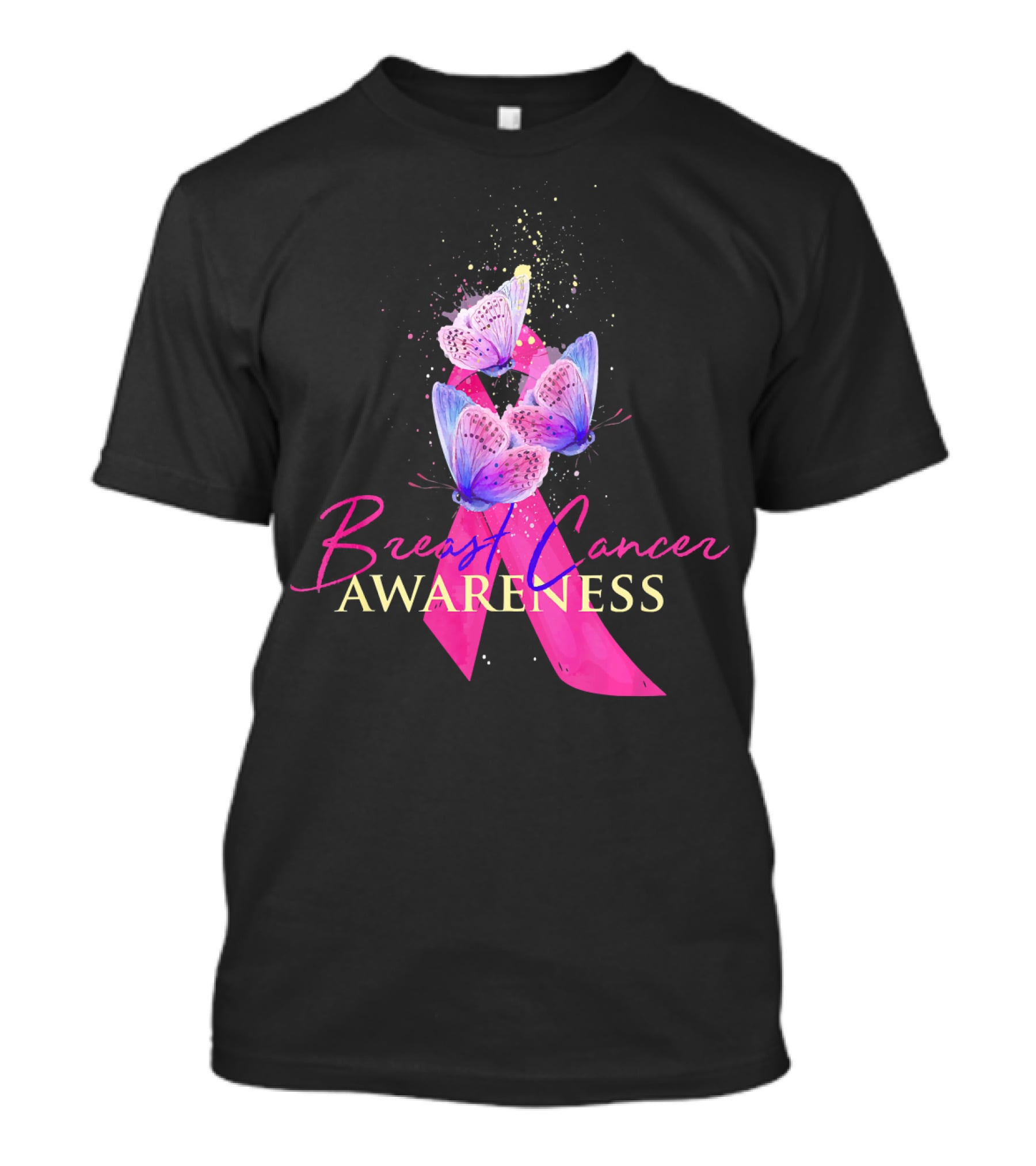 Breast Cancer Awareness Pink Ribbon Butterfly T-Shirt