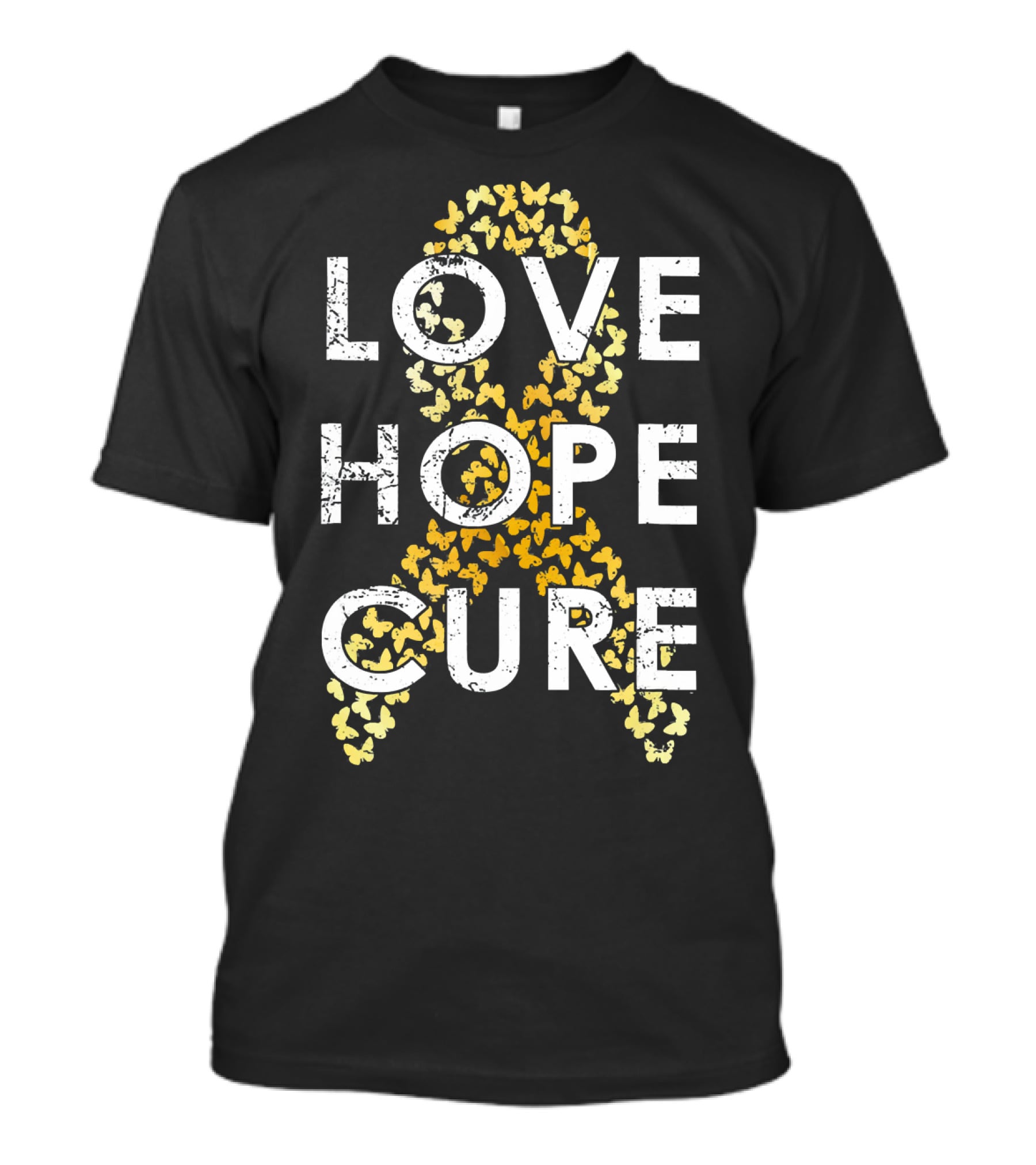 Childhood Cancer Awareness Love Hope Cure Butterflies T-Shirt