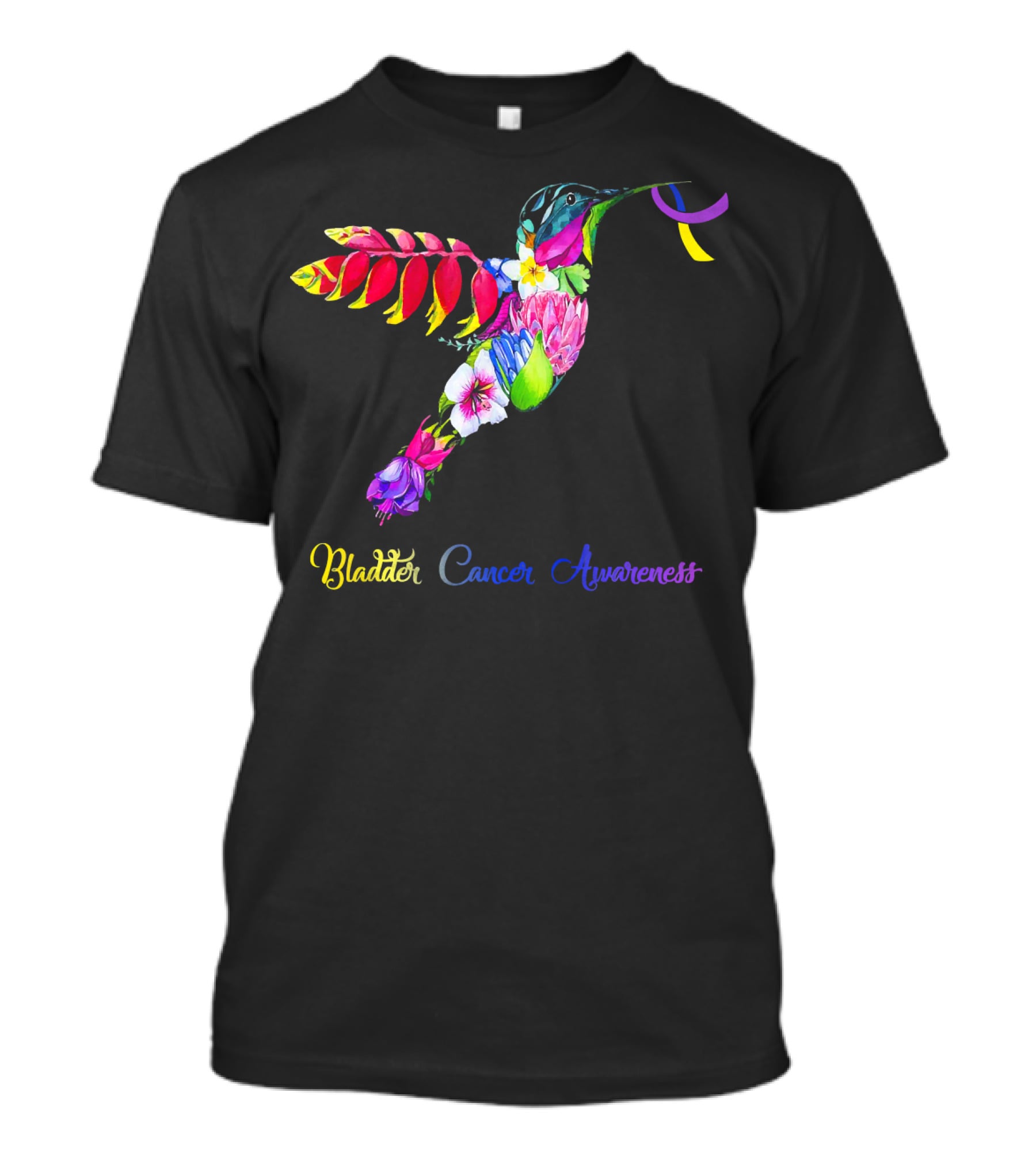 Floral Hummingbird Bladder Cancer Awareness T-Shirt