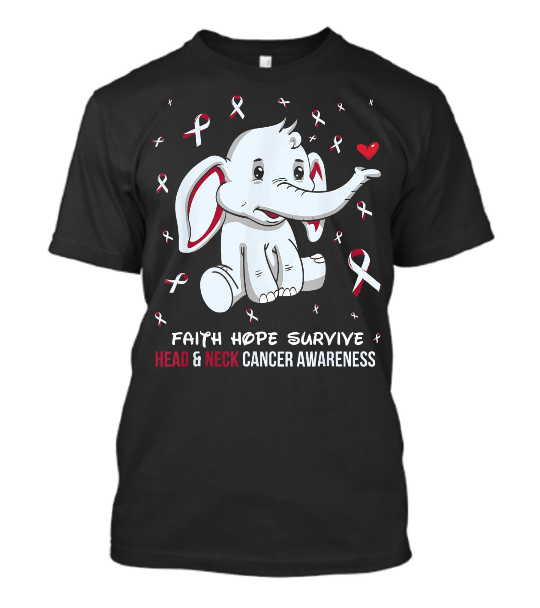 Faith Hope Survive Head And Neck Cancer Awareness Elephant T-Shirt