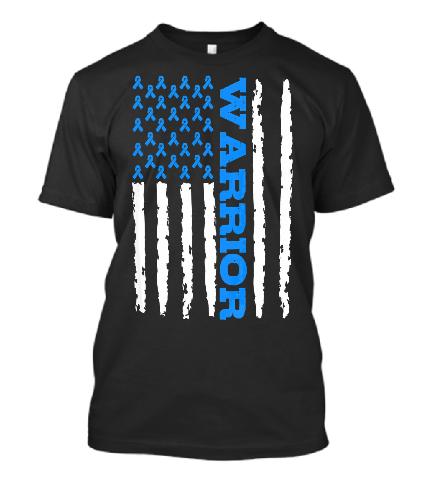 Prostate Cancer Warrior Blue Ribbon American Flag T-Shirt