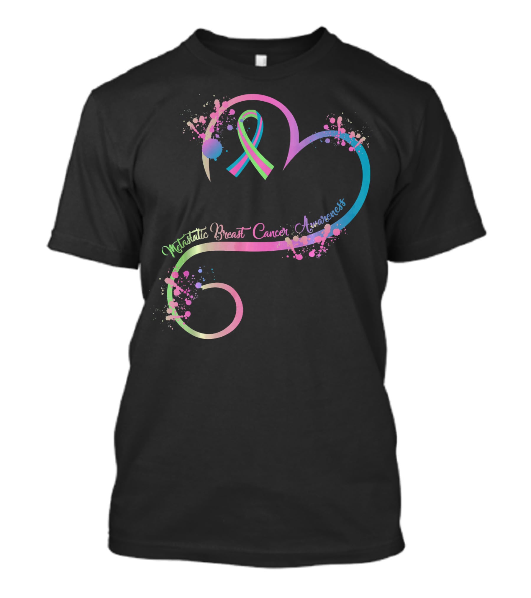 Heart Ribbon Metastatic Breast Cancer Awareness T-Shirt
