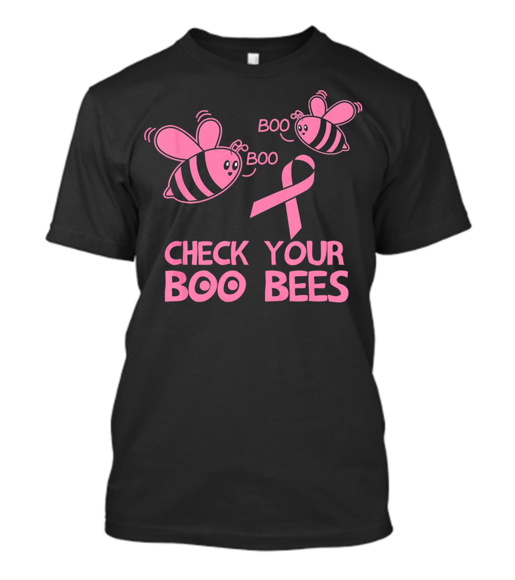 Check Your Boo Bees Pink Ribbon Cute Breast Cancer Awareness T-Shirt