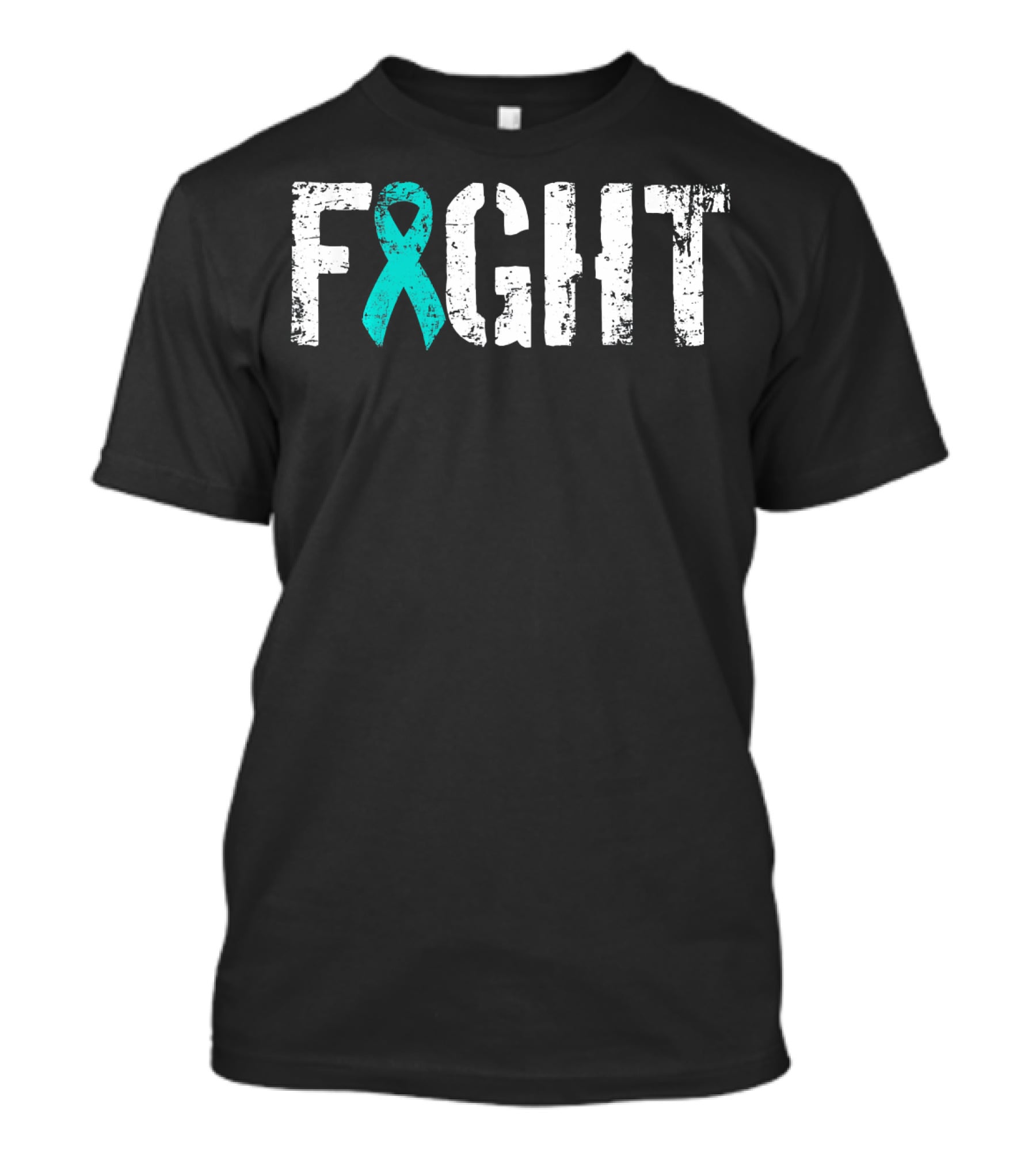 Fight Ovarian Cancer Teal Ribbon Combat T-Shirt