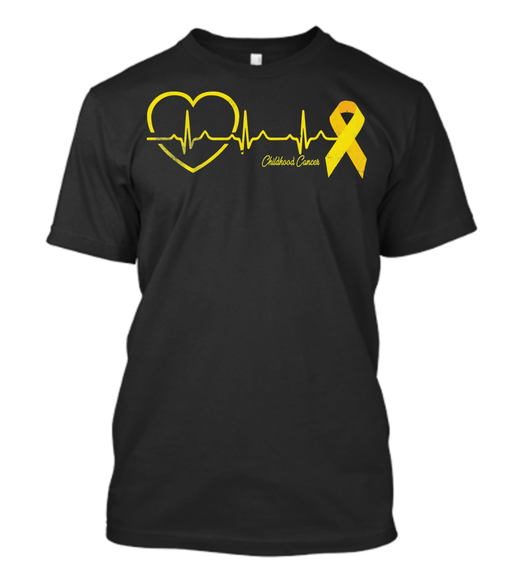 Childhood Cancer Awareness Heartbeat Yellow T-Shirt