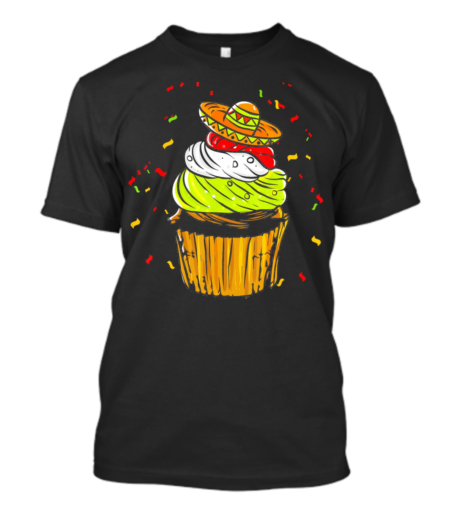 Cinco De Mayo Fiesta Cupcake With Sombrero And Confetti T-Shirt