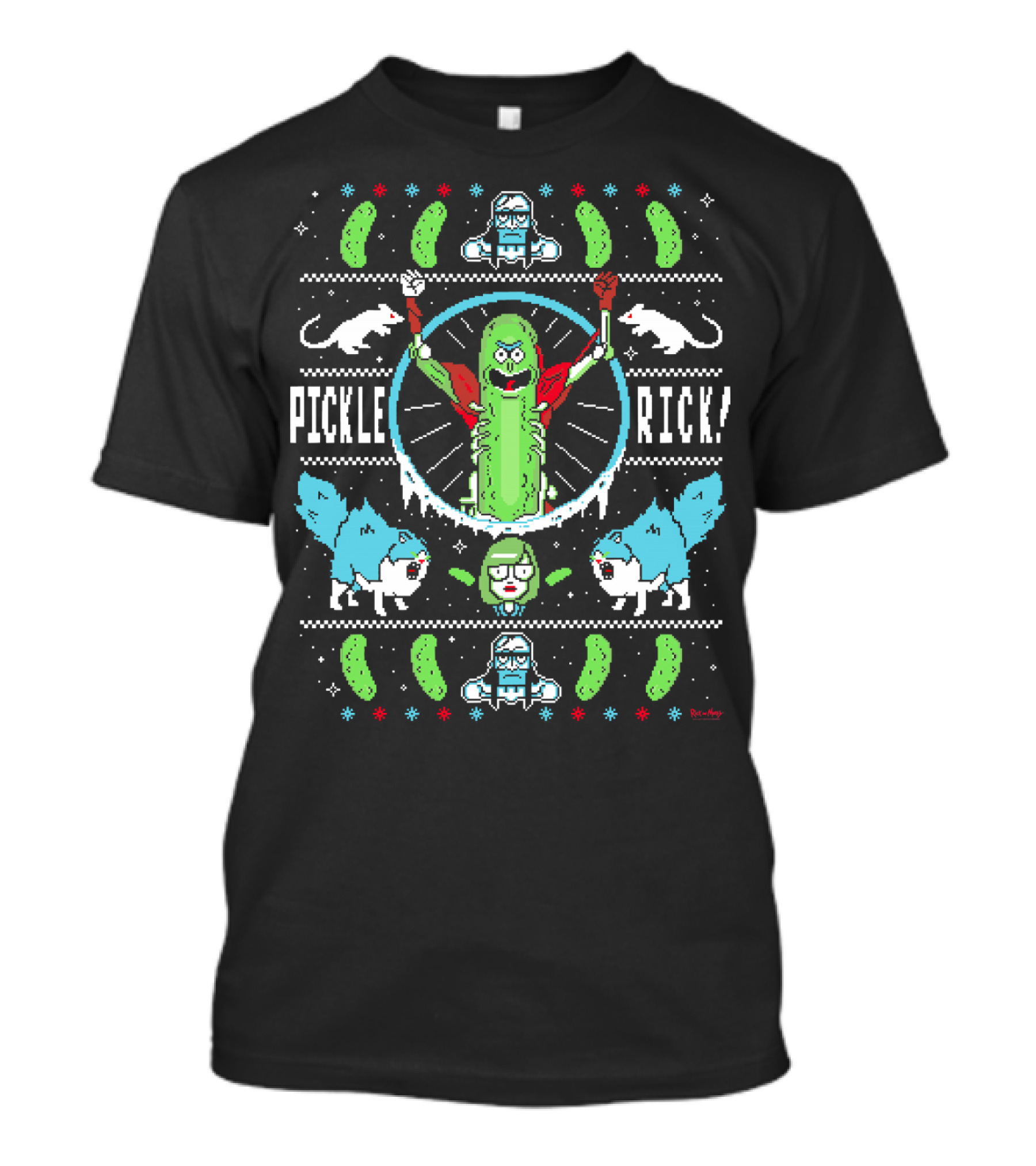 Pickle Rick Merry Christmas Ugly Sweater Style Rick And Morty T-Shirt