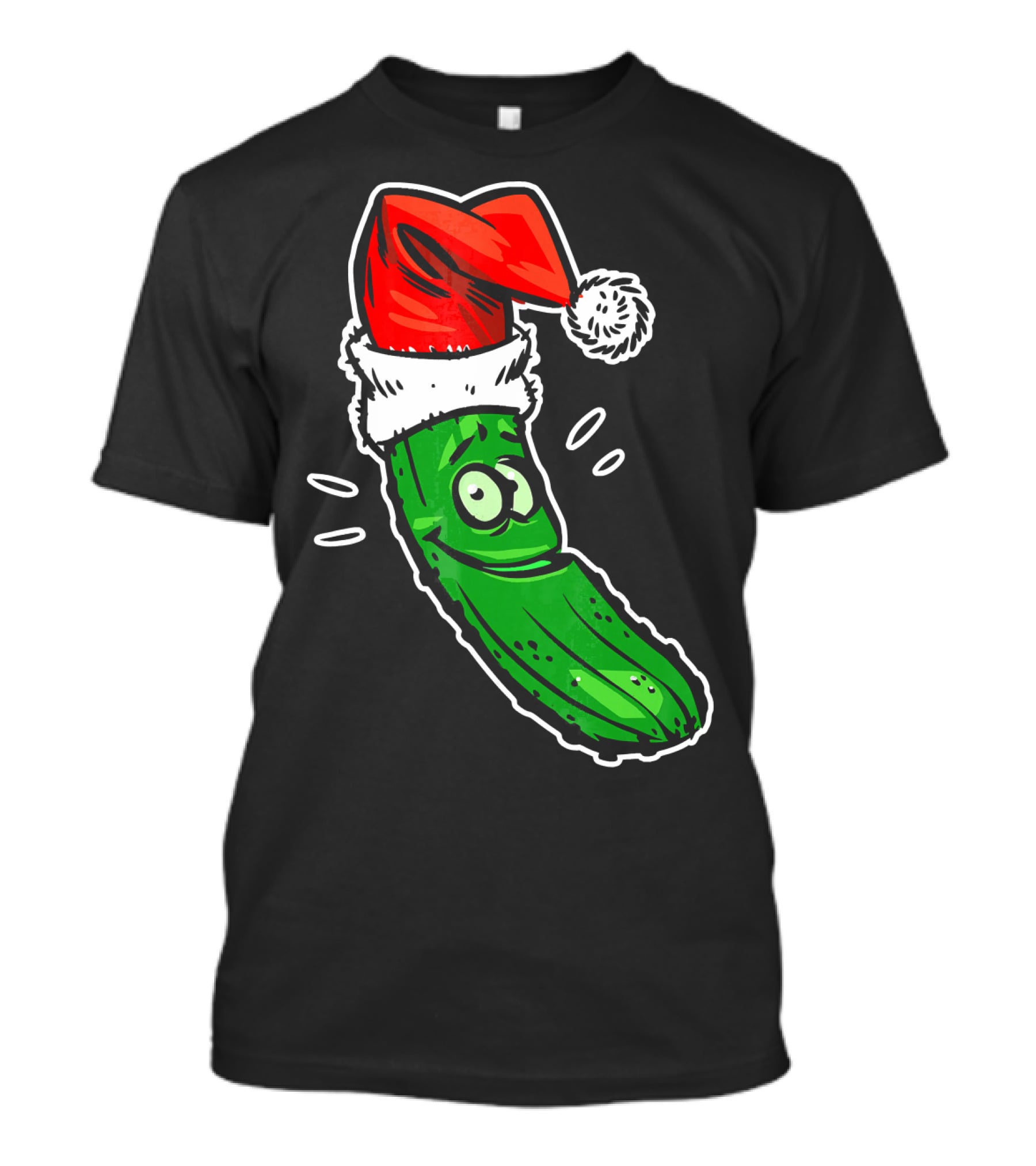 Funny Santa Pickle Christmas Cartoon Santa Hat T-Shirt