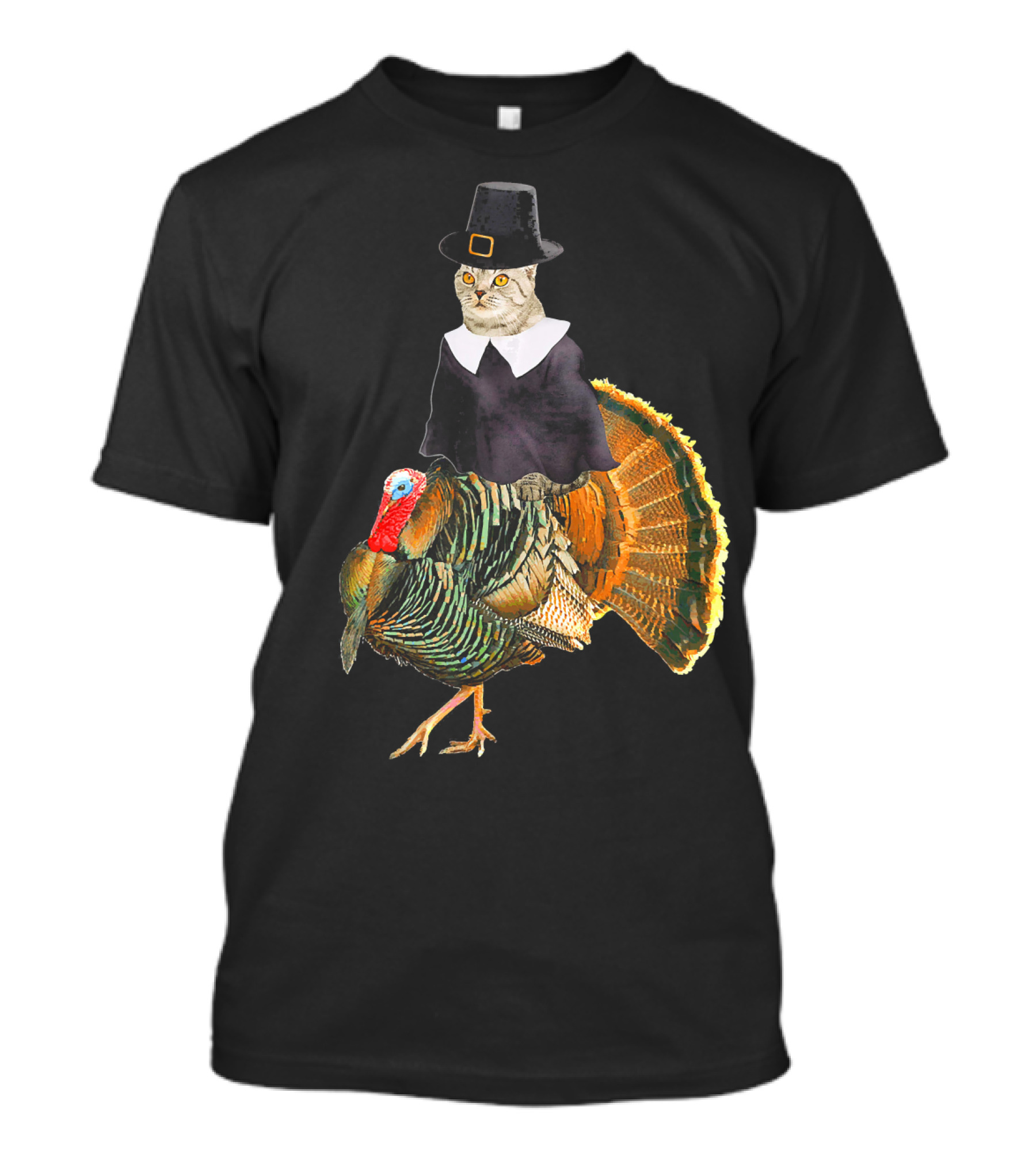 Cat In Pilgrim Outfit On Thanksgiving Turkey T-Shirt
