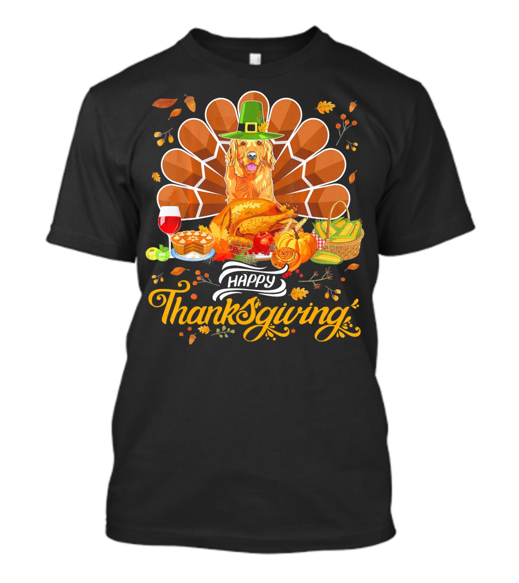 Happy Thanksgiving Golden Retriever Turk Feast T-Shirt