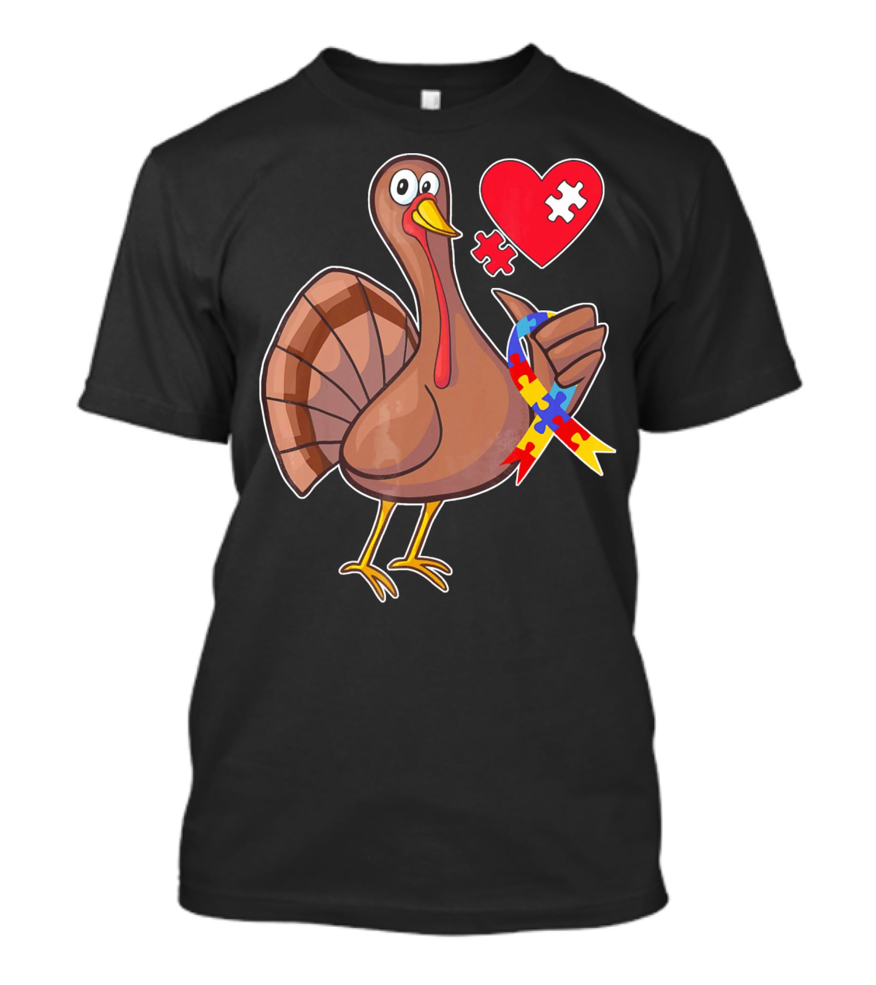 Funny Autism Awareness Turkey Heart Puzzle T-Shirt