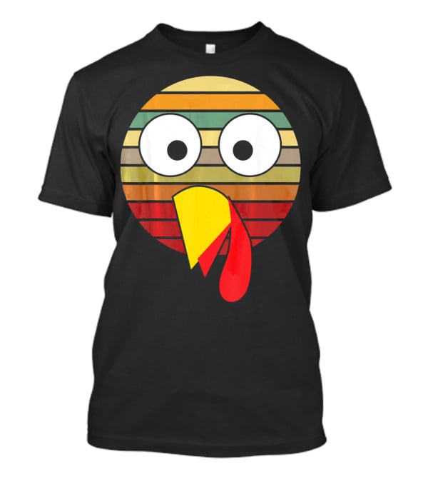 Retro Striped Turkey Face Thanksgiving Halloween Costume T-Shirt