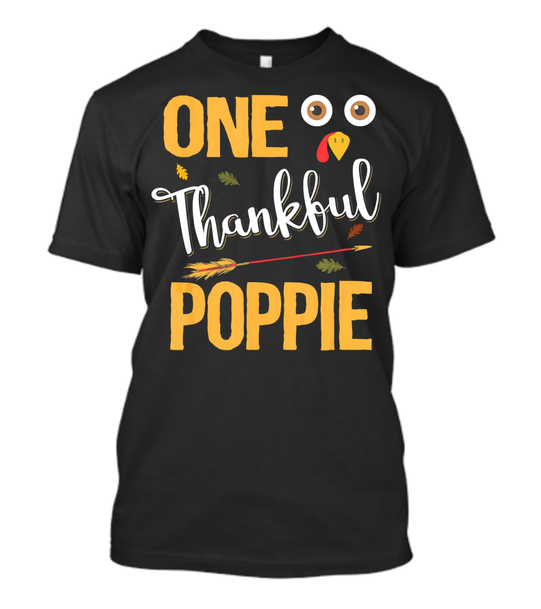 One Thankful Poppie Turkey Face Thanksgiving Elements T-Shirt