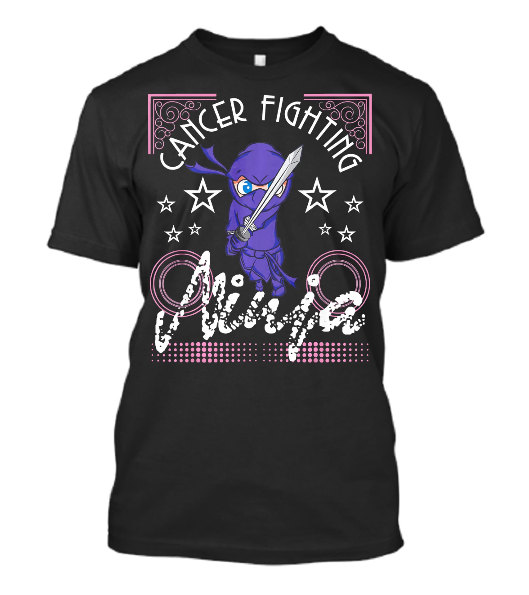 Cancer Fighting Ninja Stars Purple Warrior T-Shirt
