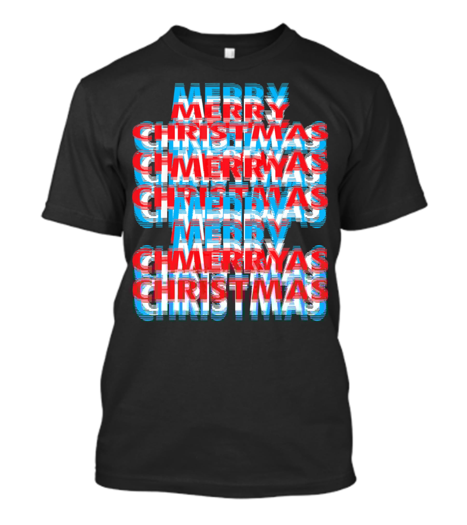 Merry Christmas Blurred Double Layered Text Effect T-Shirt