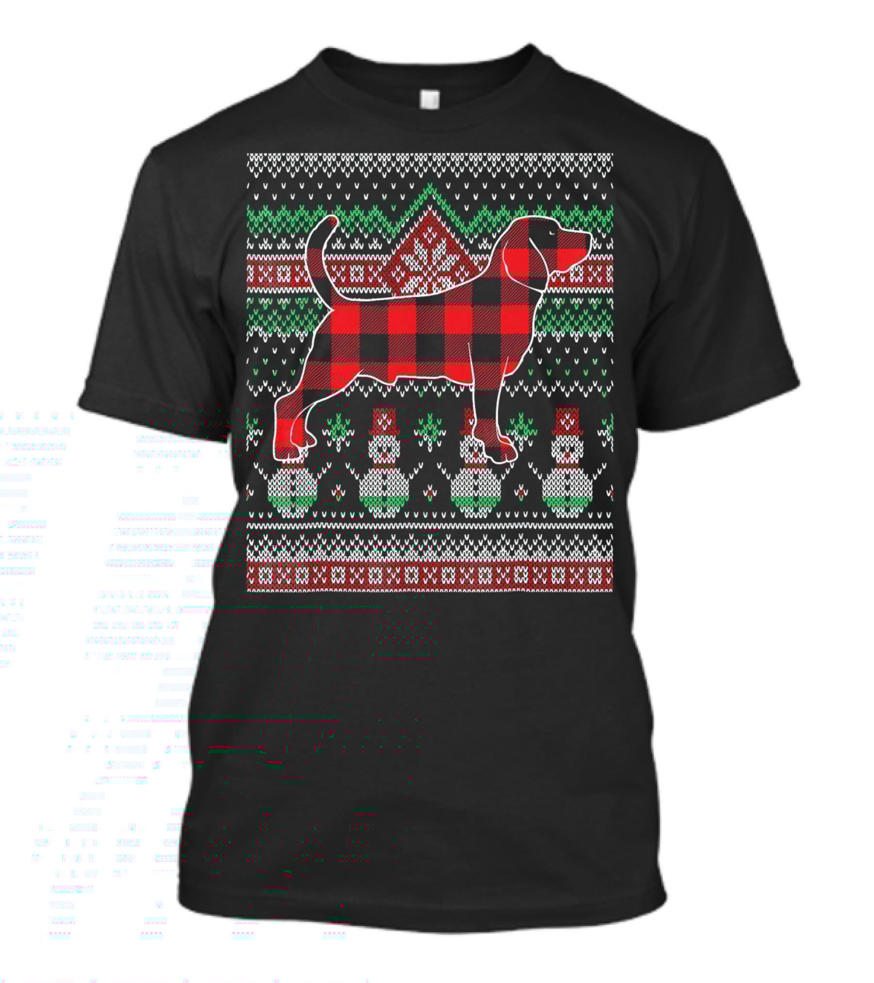 Beagle Red Plaid Christmas Dog Sweater Snowman T-Shirt