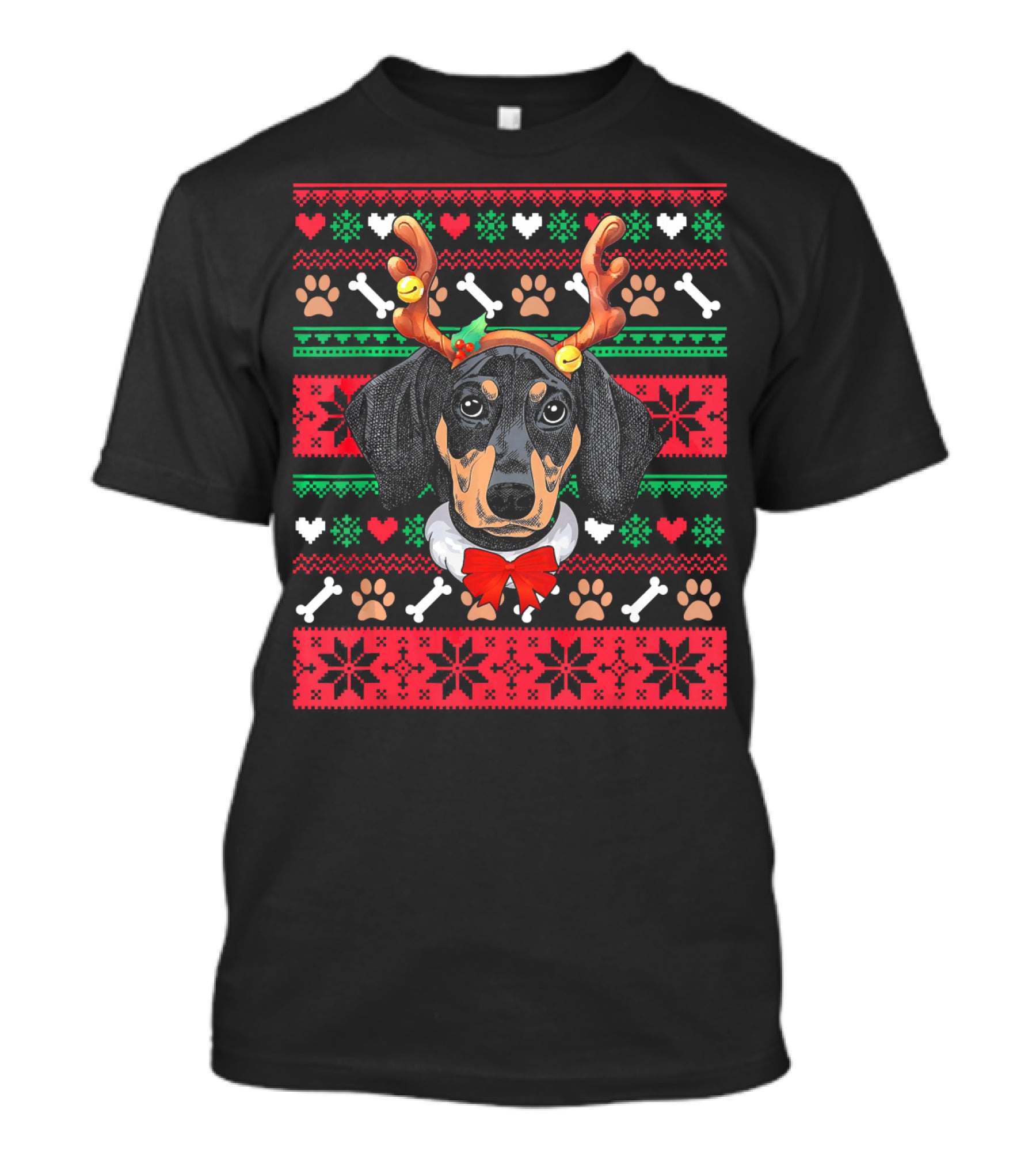 Dachshund Reindeer Ugly Christmas Dog T-Shirt