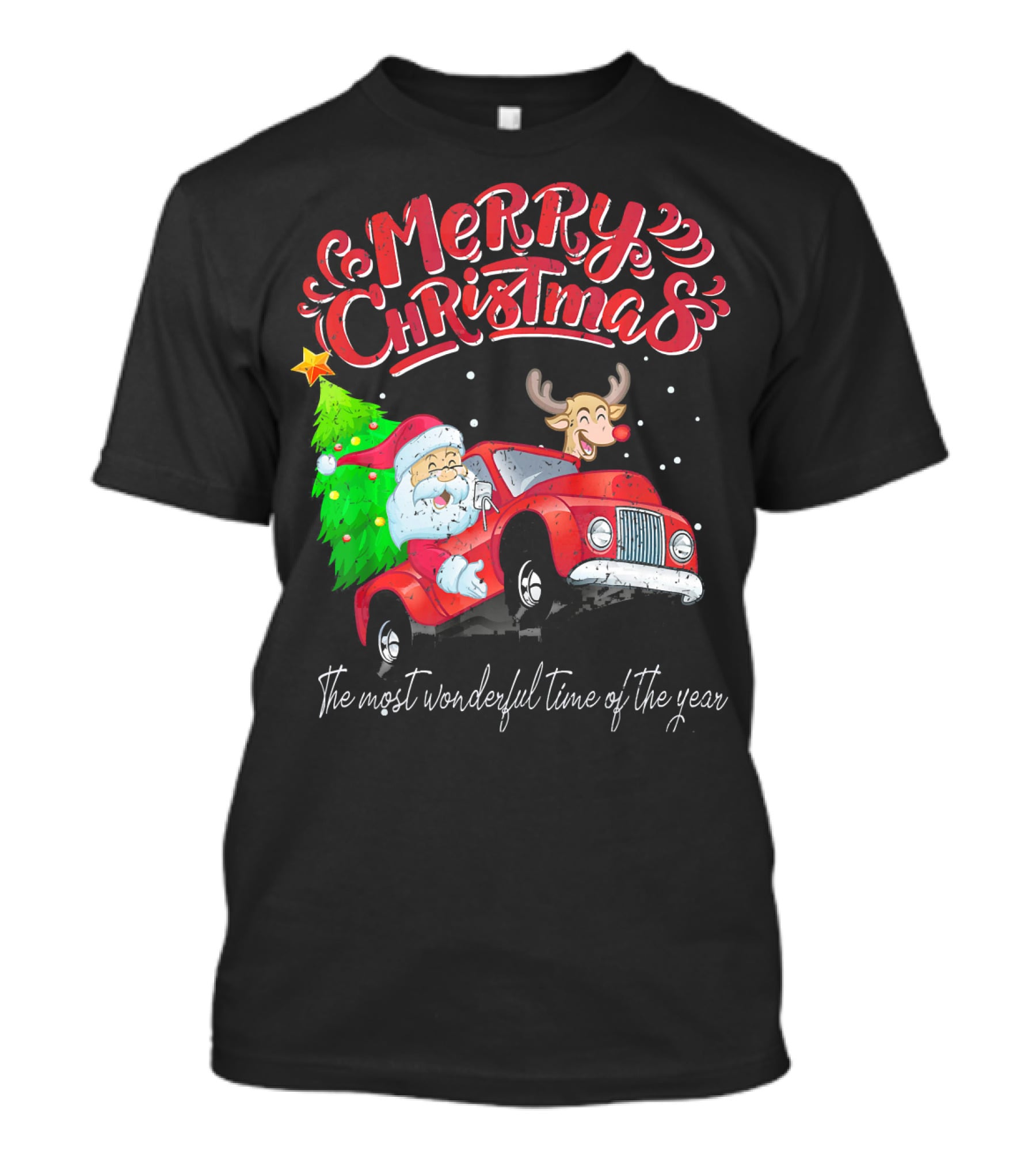 Merry Christmas Santa Reindeer Ride The Most Wonderful Time Of The Year T-Shirt