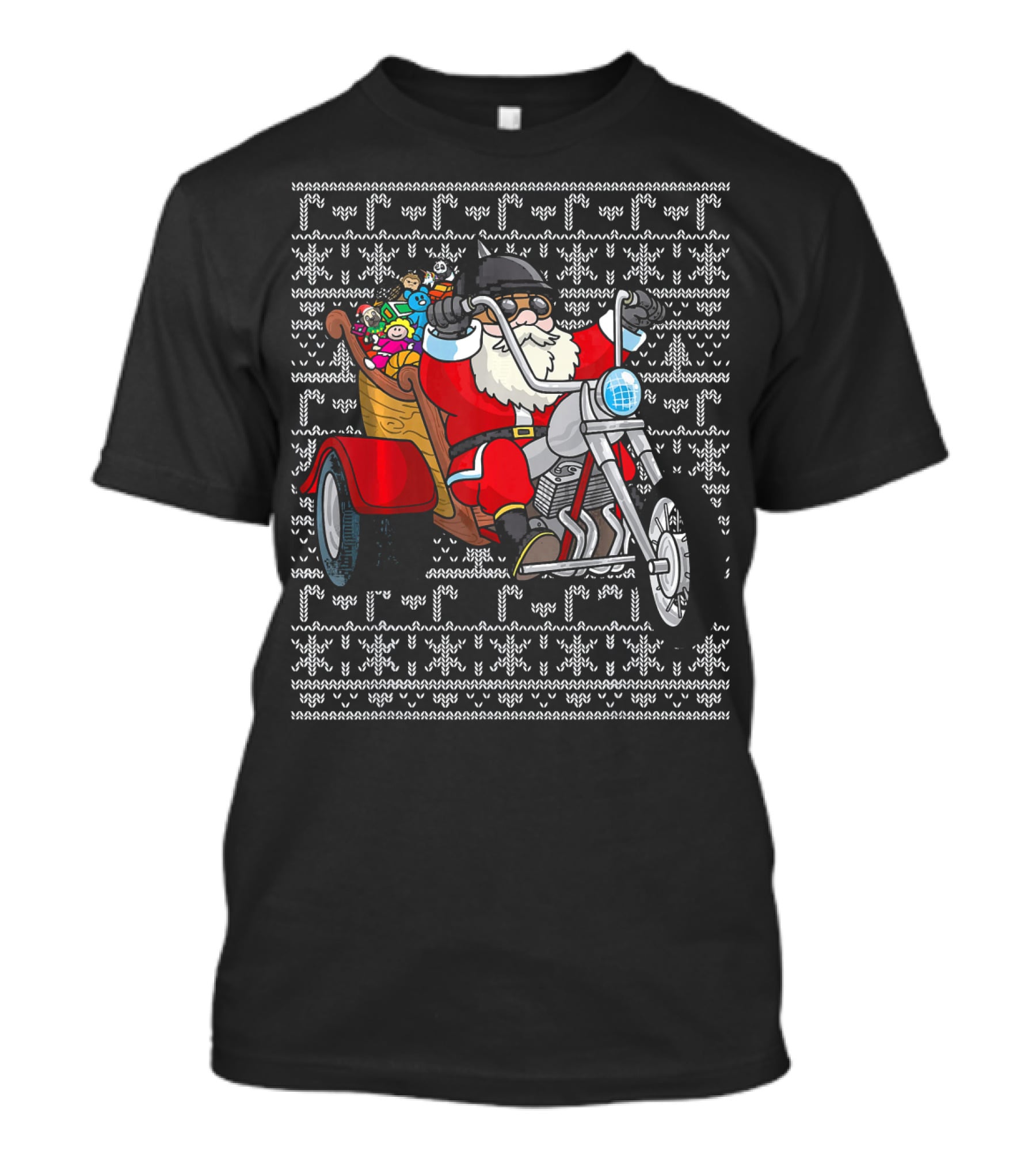 Santa Claus Riding Motorcycle Trike With Christmas Toys T-Shirt