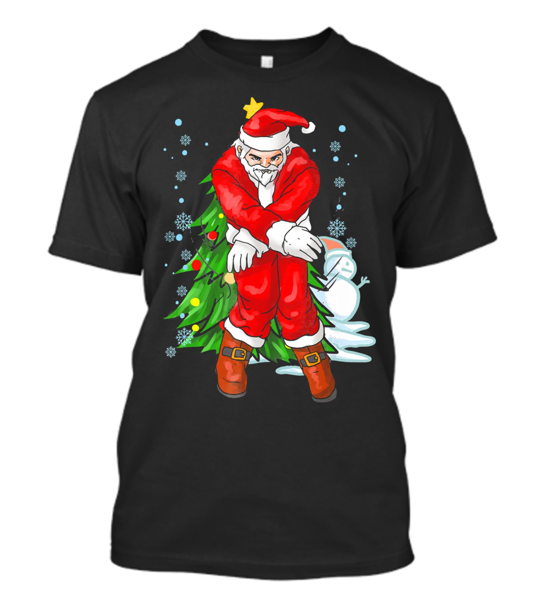 Santa Claus Funny Dance Holiday Christmas Tree Snowman T-Shirt