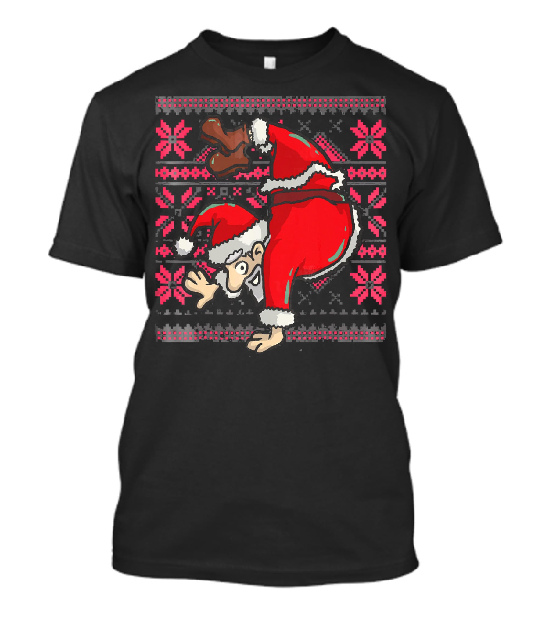 Ugly Christmas Santa Handstand T-Shirt