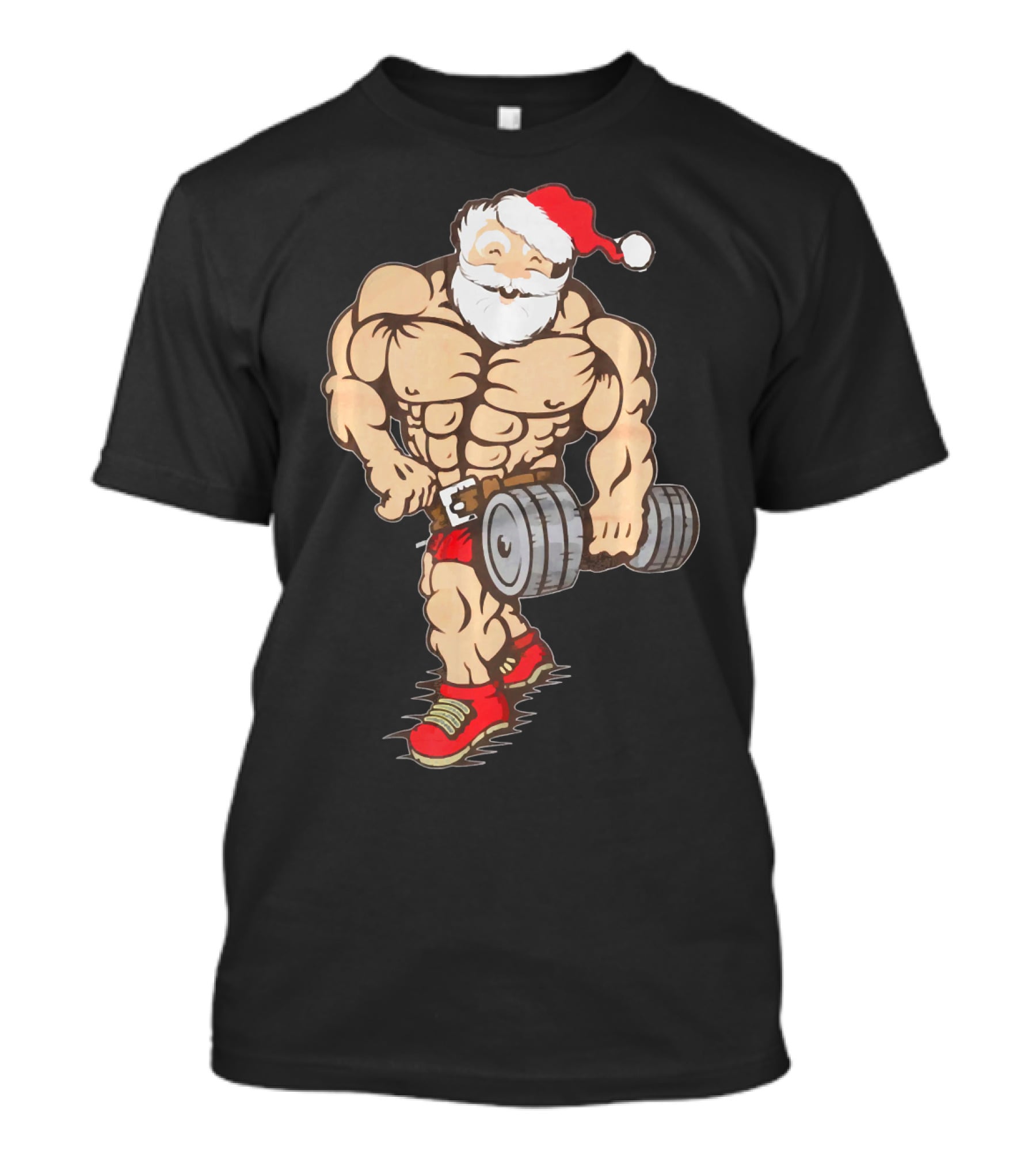 Bodybuilder Santa Muscle Gym Fitness Holiday Santa Claus Buff Christmas T-Shirt