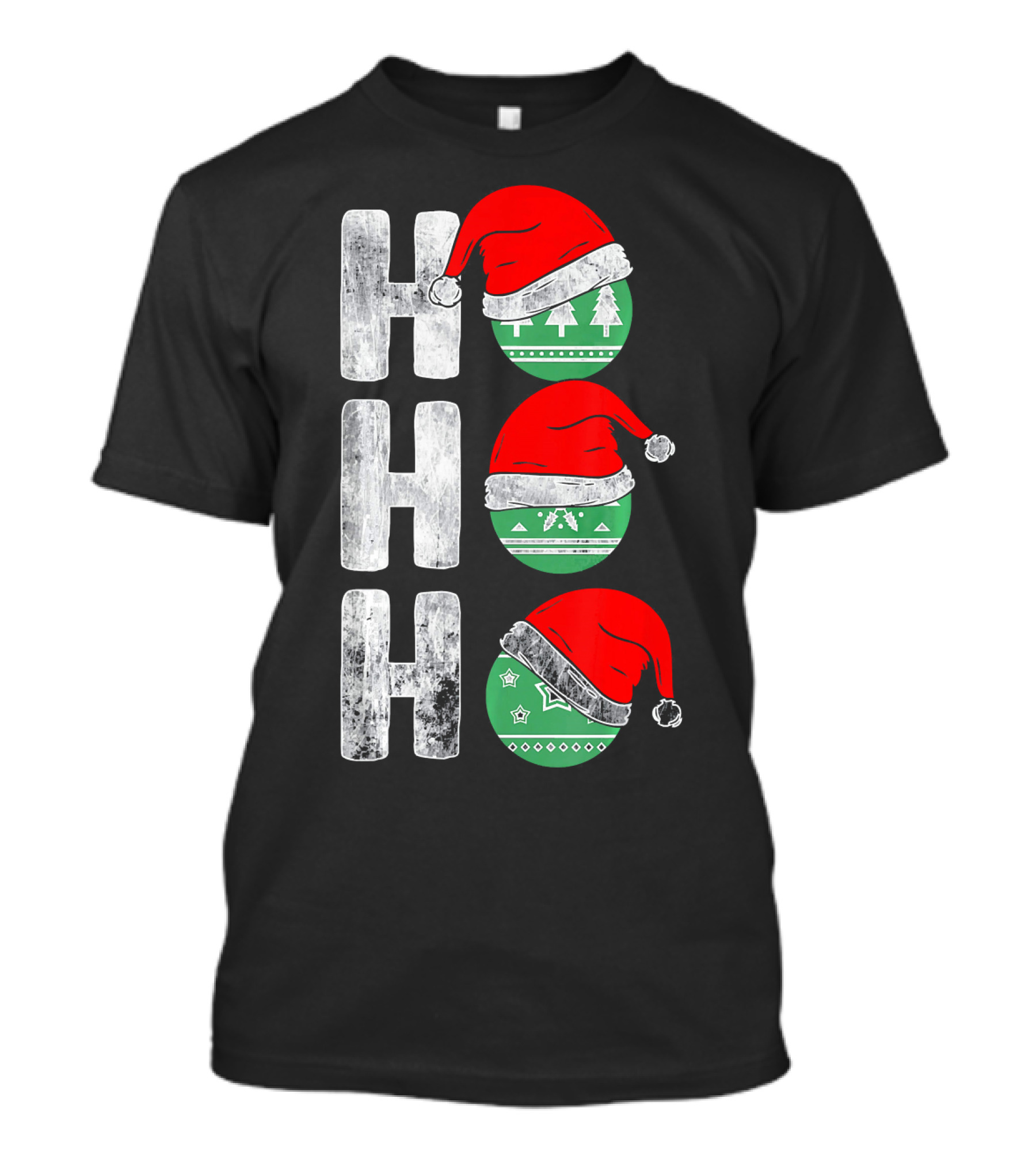 HO HO HO Santa Hat Funny Ornament Christmas Tree T-Shirt