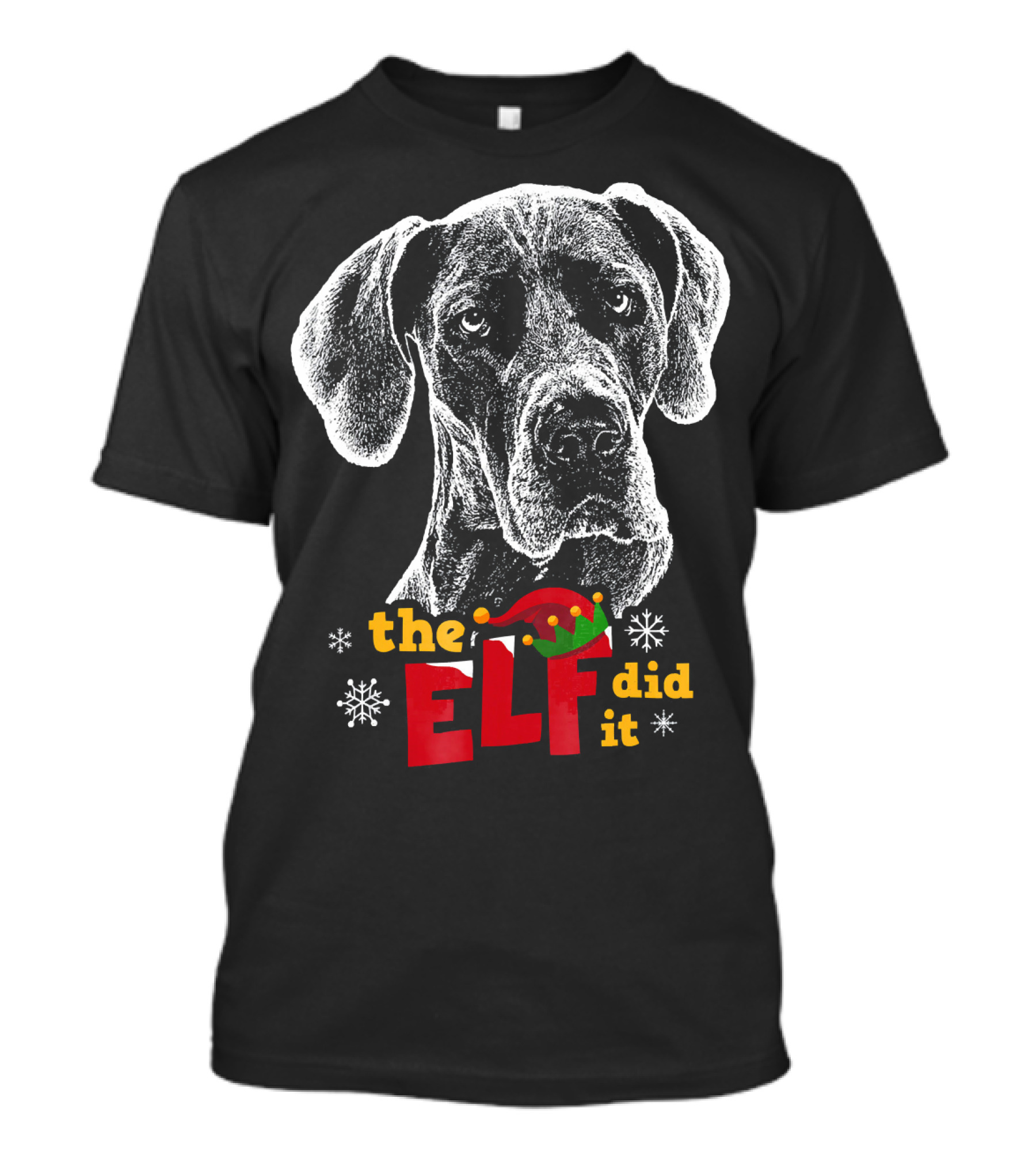 The Elf Did It Christmas Great Dane T-Shirt