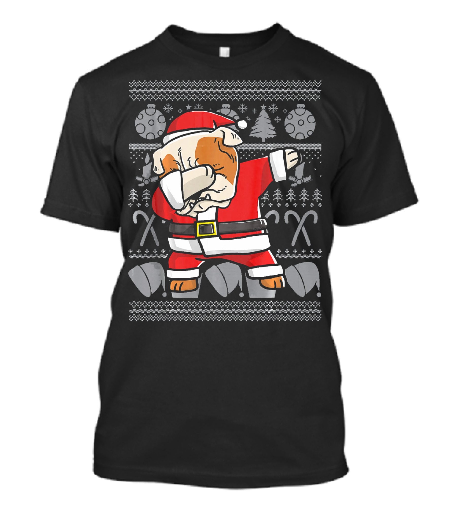 Santa Dabbing English Bulldog Ugly Christmas T-Shirt