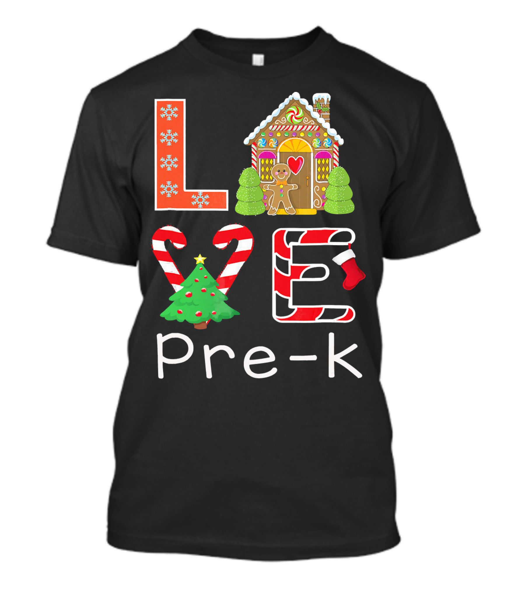 Love Pre-k Gingerbread Christmas Holiday Elements T-Shirt