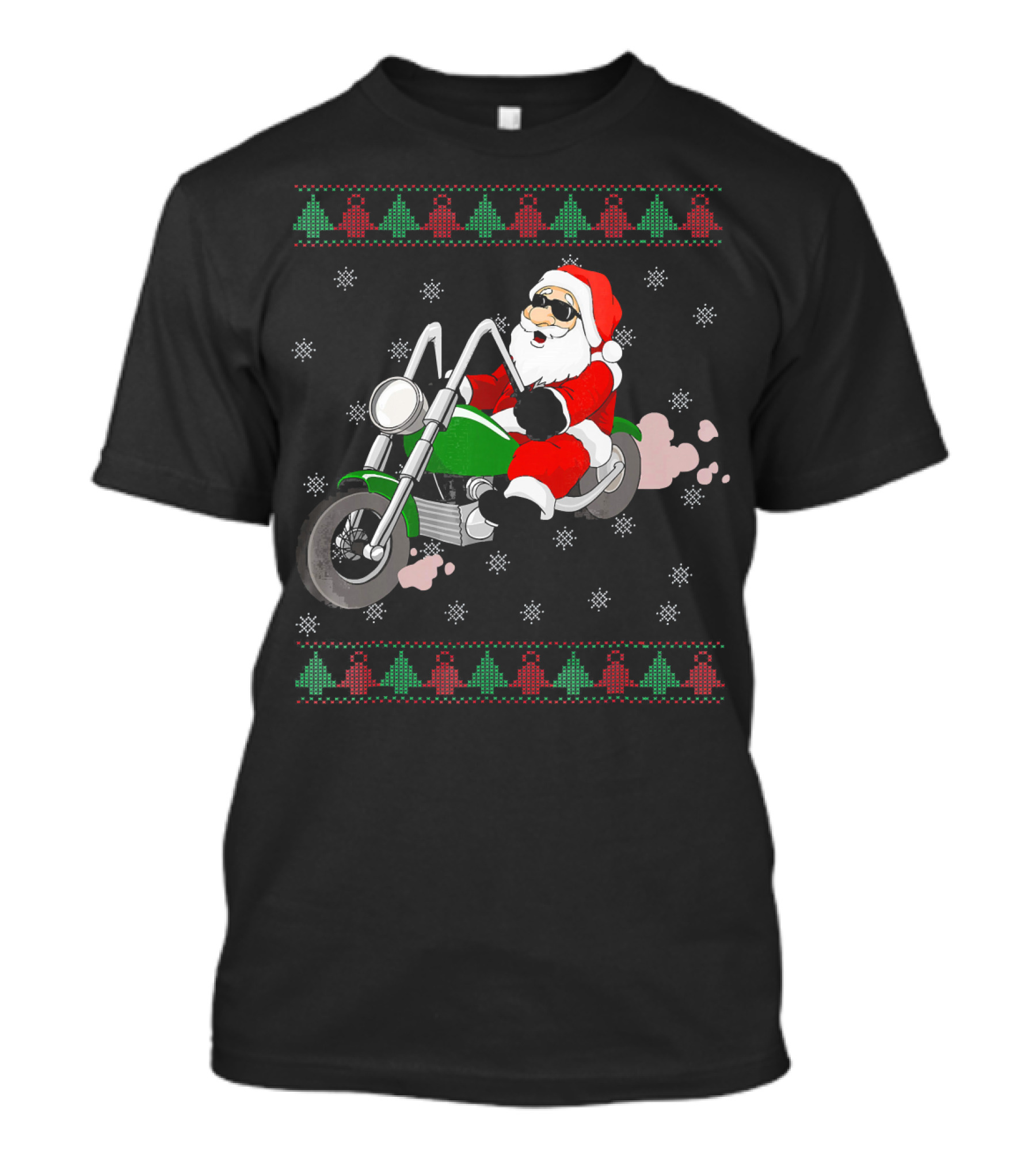 Funny Santa Claus Riding Motorcycle Christmas T-Shirt