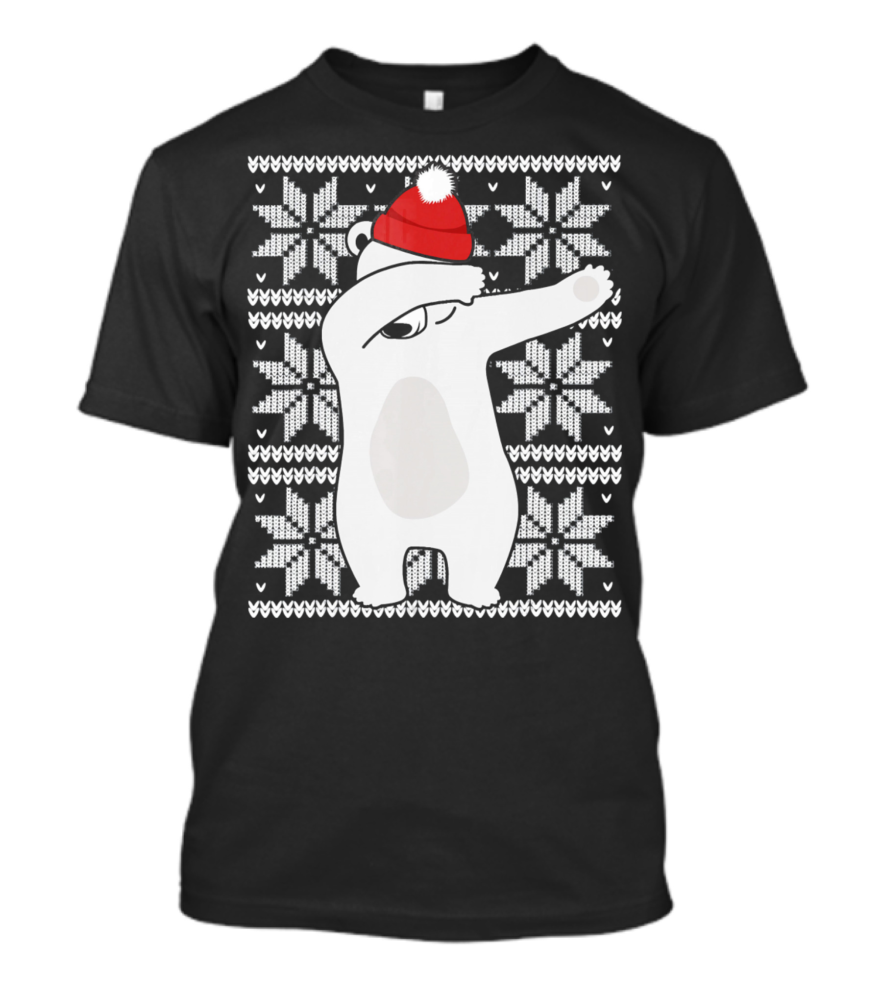 UGLY CHRISTMAS Dabbing Polar Bear In Santa Hat With Snowflake T-Shirt