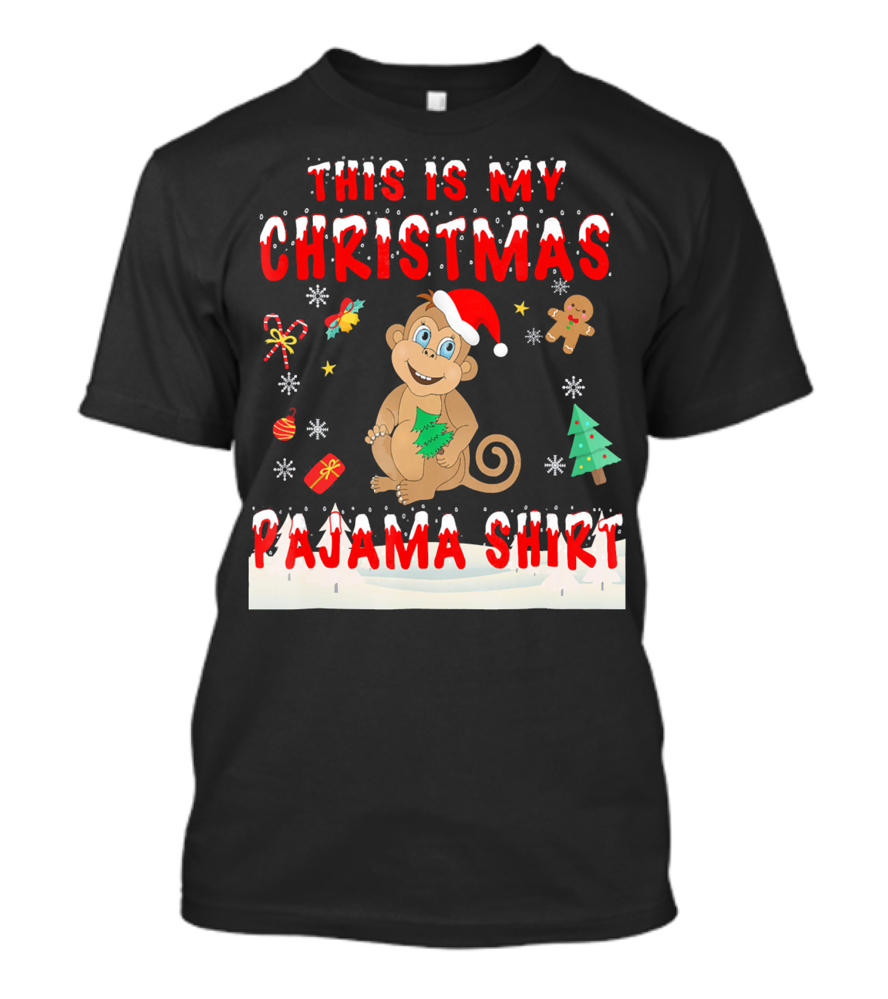 This Is My Christmas Pajama Shirt Cute Monkey T-Shirt