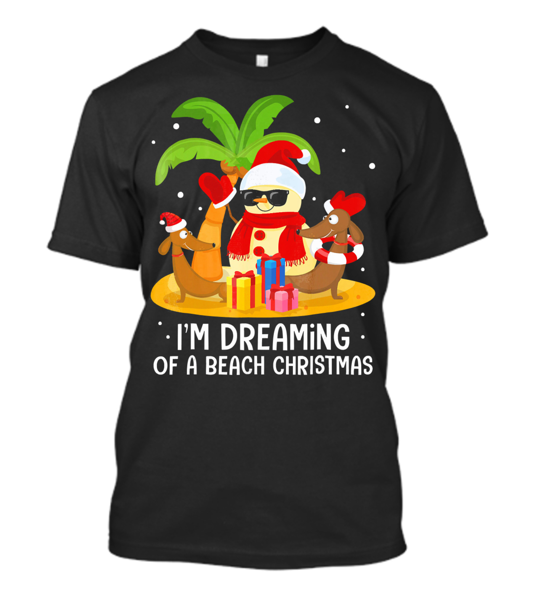 I'm Dreaming Of A Beach Christmas Snowman Dachshund T-Shirt