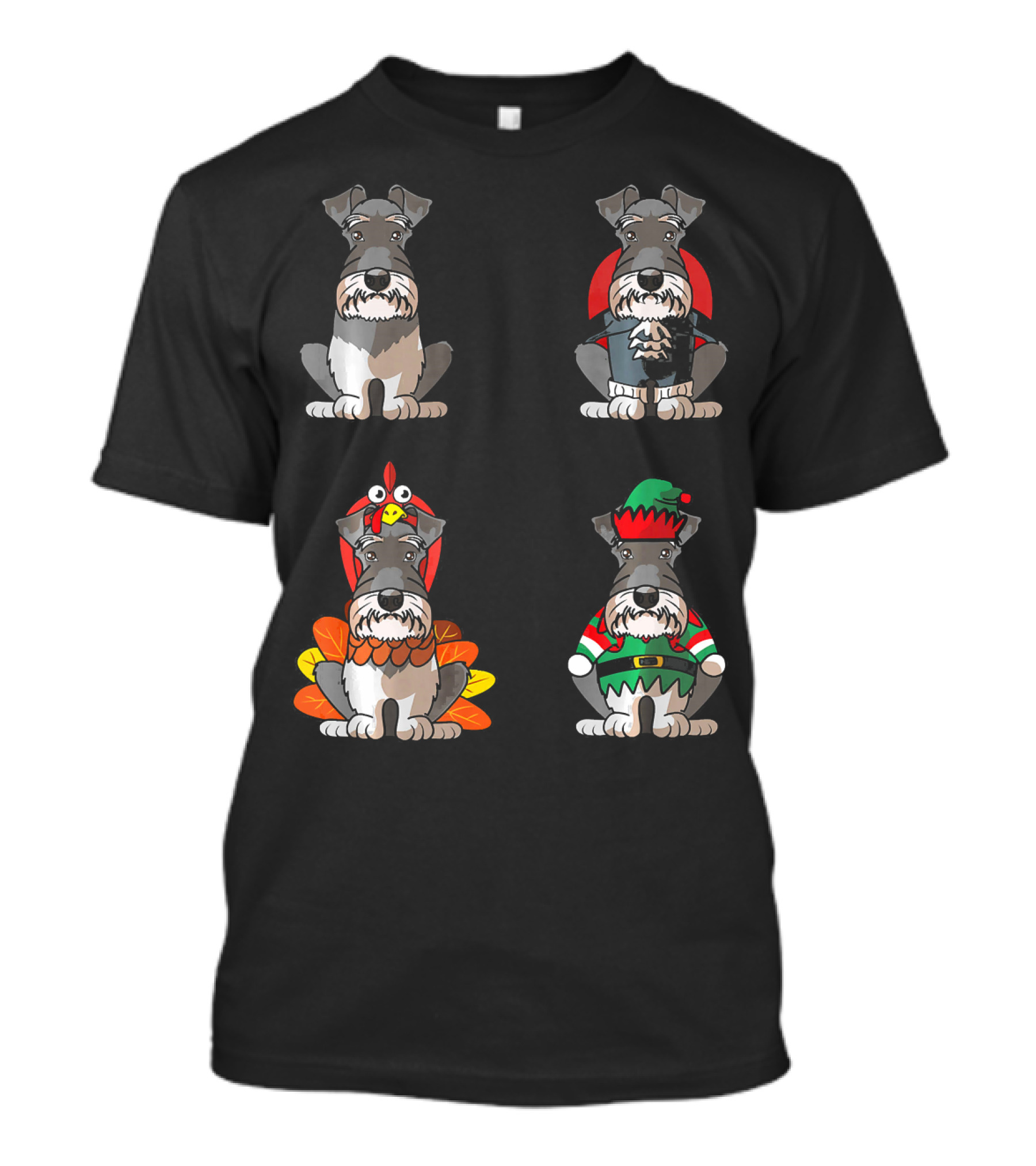 Miniature Schnauzer Seasons Halloween Thanksgiving Christmas Outfits T-Shirt