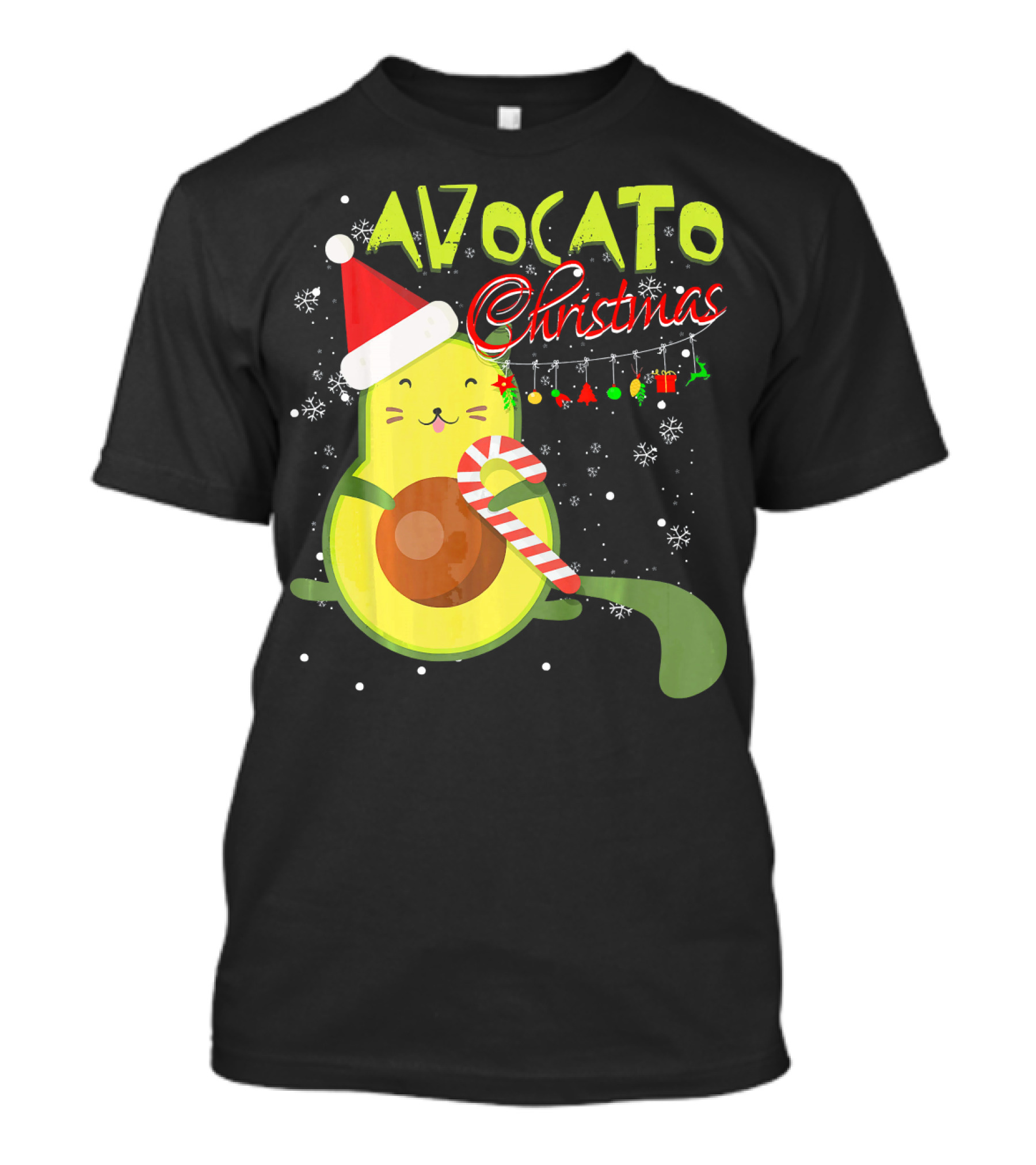 Avocato Christmas Funny Cute Cat Avocado Vegan T-Shirt