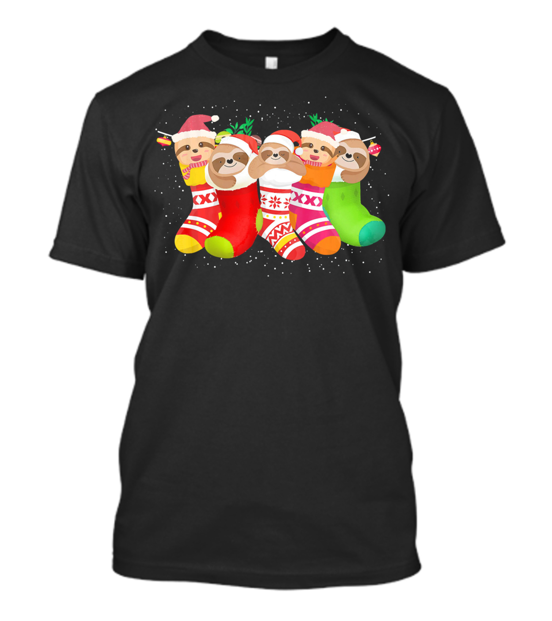 Cute Sloth Christmas Socks Xmas Mer Snuggly Festive Stockings T-Shirt