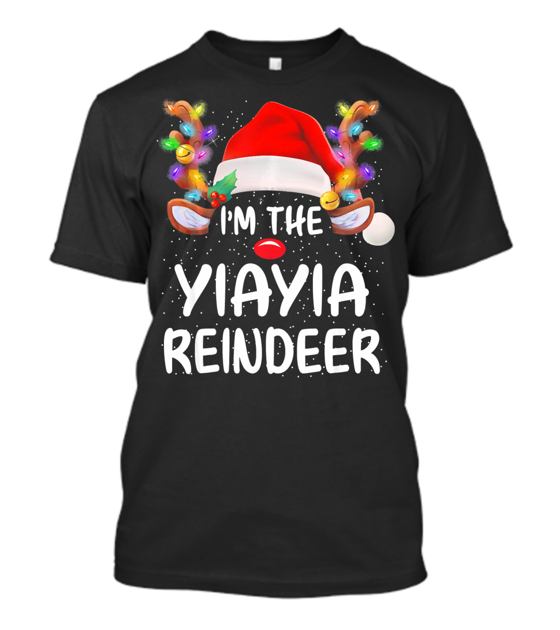 I'm The Yiayia Reindeer Santa Hat Christmas Lights T-Shirt