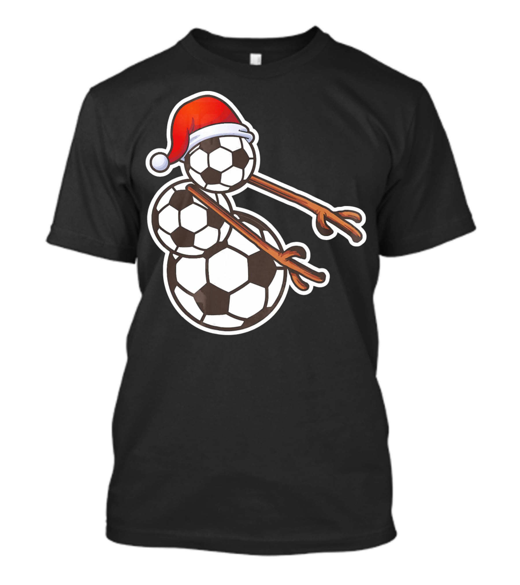 Snowman Floss Soccer Christmas Santa Hat Soccer Ball Snowman T-Shirt